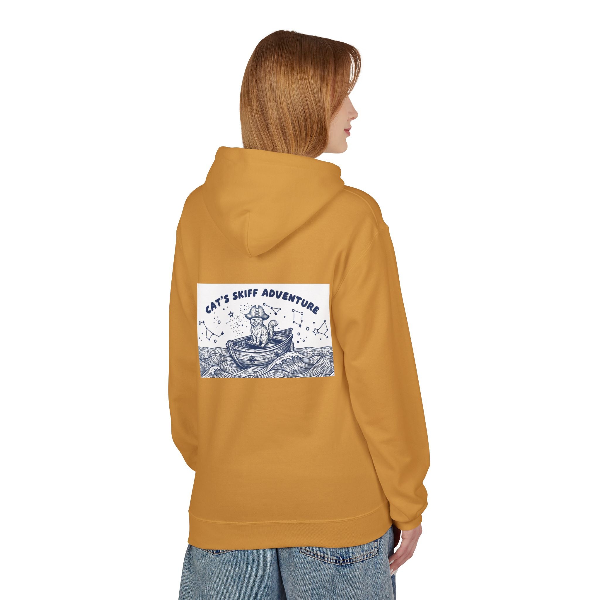 Cat's Skiff Adventure Hoodie | Vintage Ocean Nautical Graphic Sweatshirt