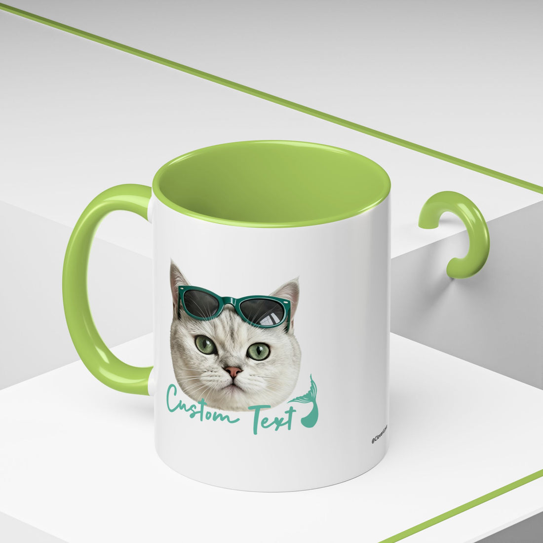Meerjungfrauenkatze Sommer Tasse | Personalisierte Katzenkaffeetasse mit individuellem Text