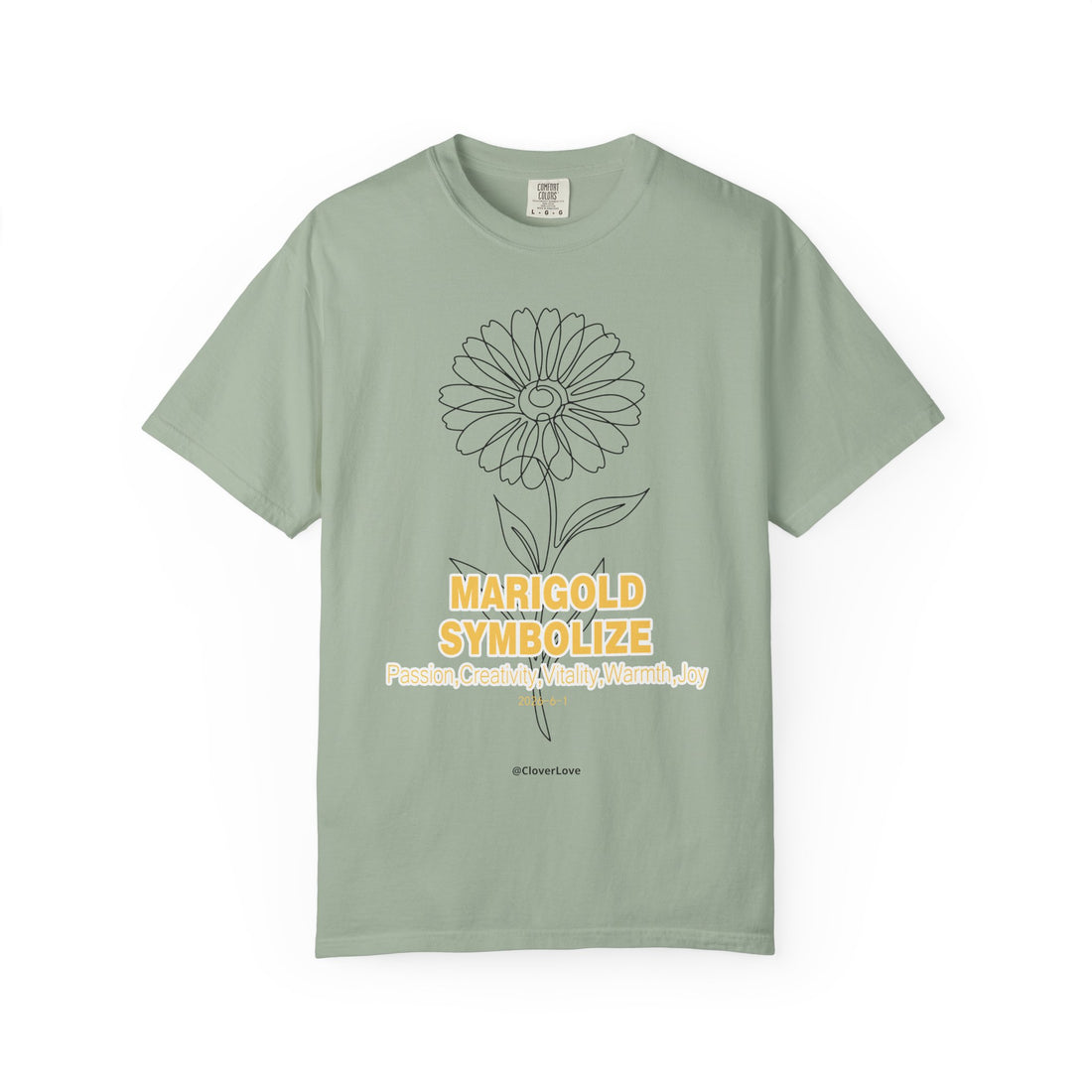 Marigold Flower T-Shirt - Botanical Graphic Shirt for Flower Lovers