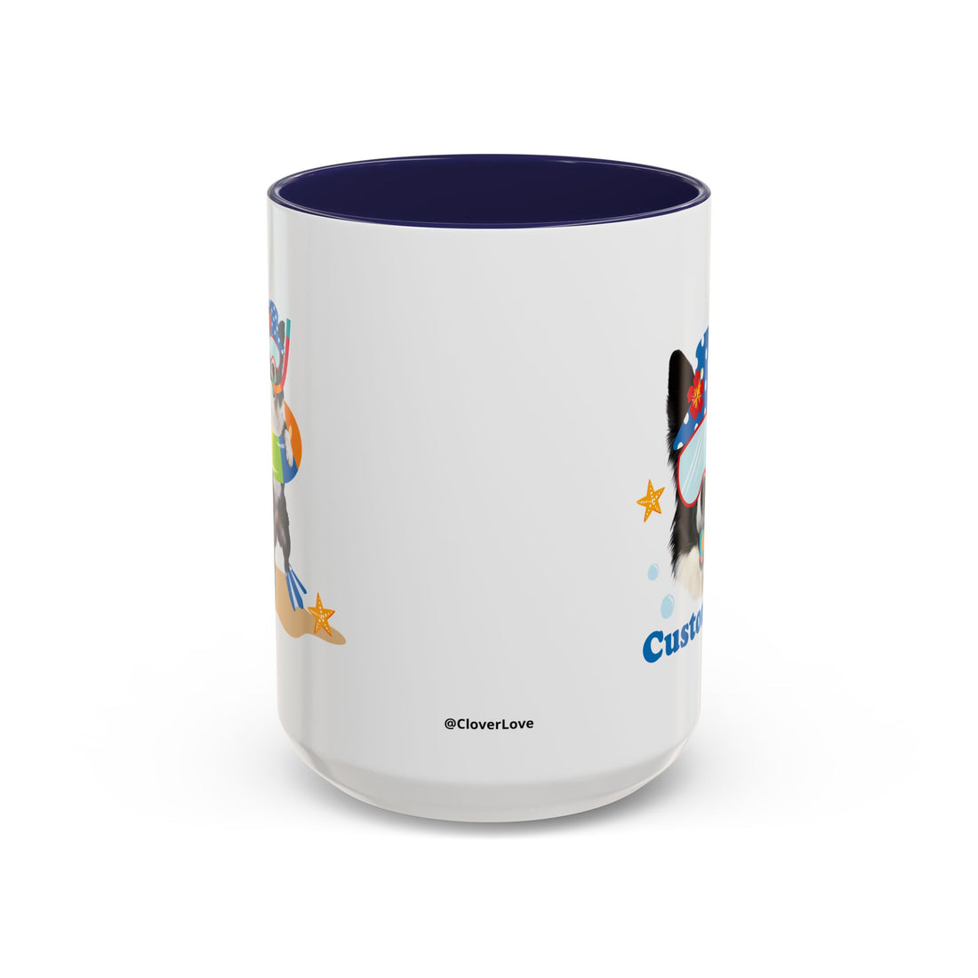 Sommer Tauchhund Tasse | Personalisierte Hundefoto Kaffeetasse mit individuellem Text