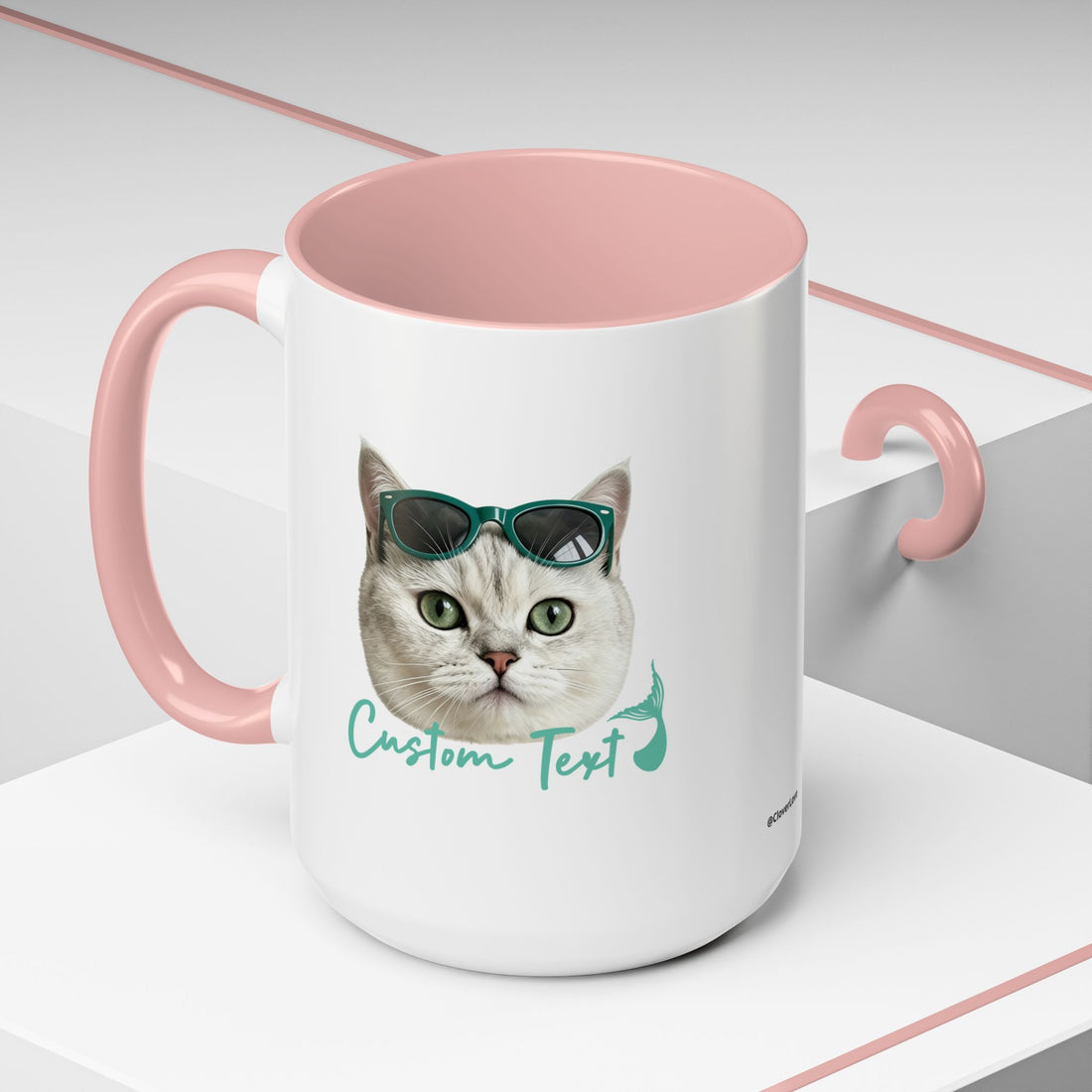 Meerjungfrauenkatze Sommer Tasse | Personalisierte Katzenkaffeetasse mit individuellem Text