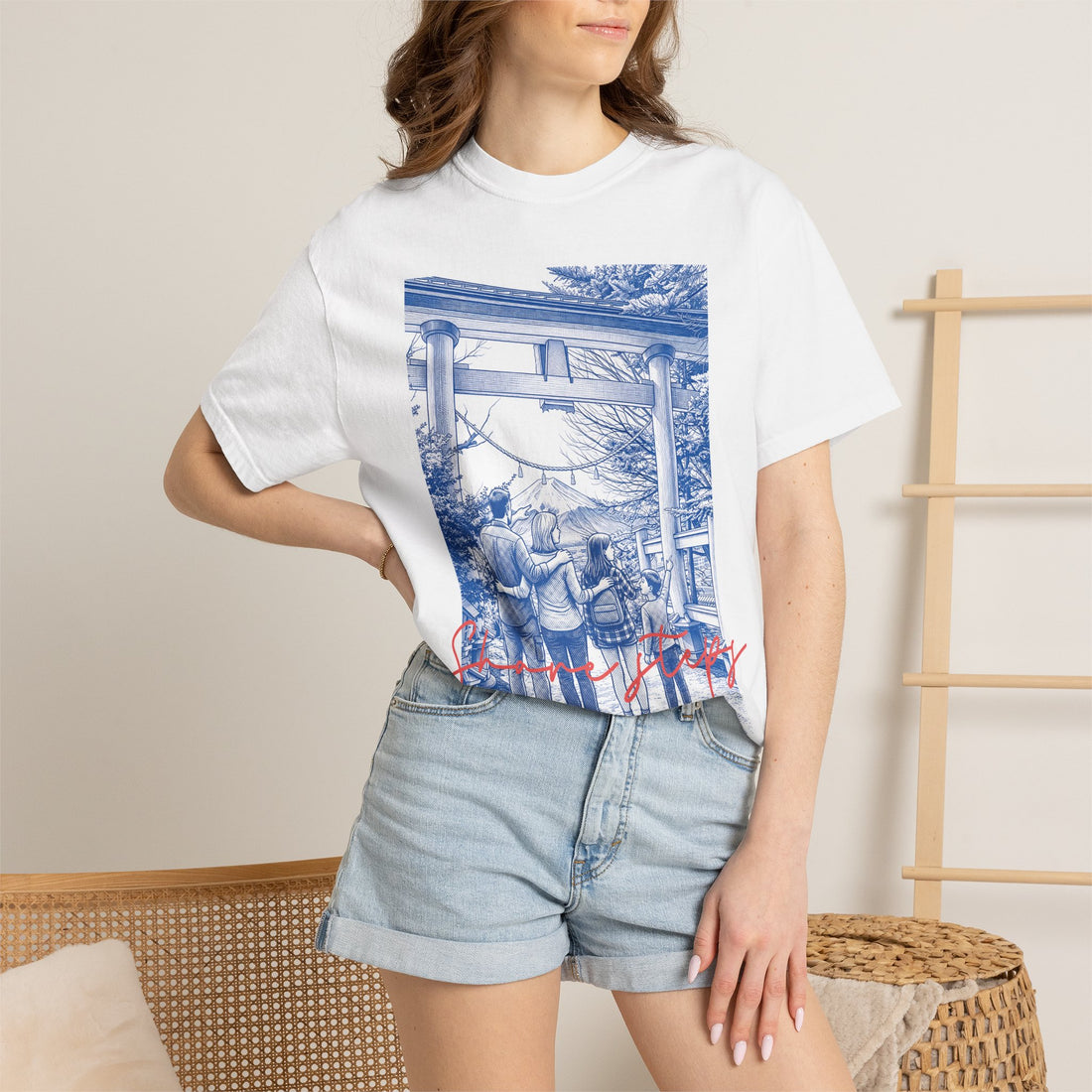 Custom Japan Landmark T-Shirt - Vintage Shrine Adventure Tee, Travel Lover Gift