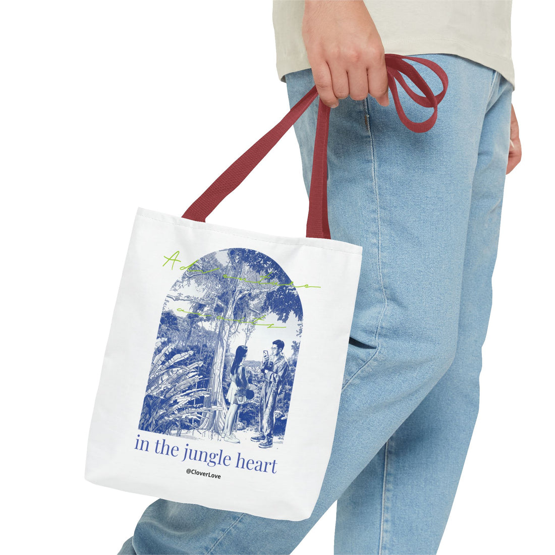 In The Jungle Heart Travel Tote Bag | Vintage Jungle Adventure Canvas Tote Bag