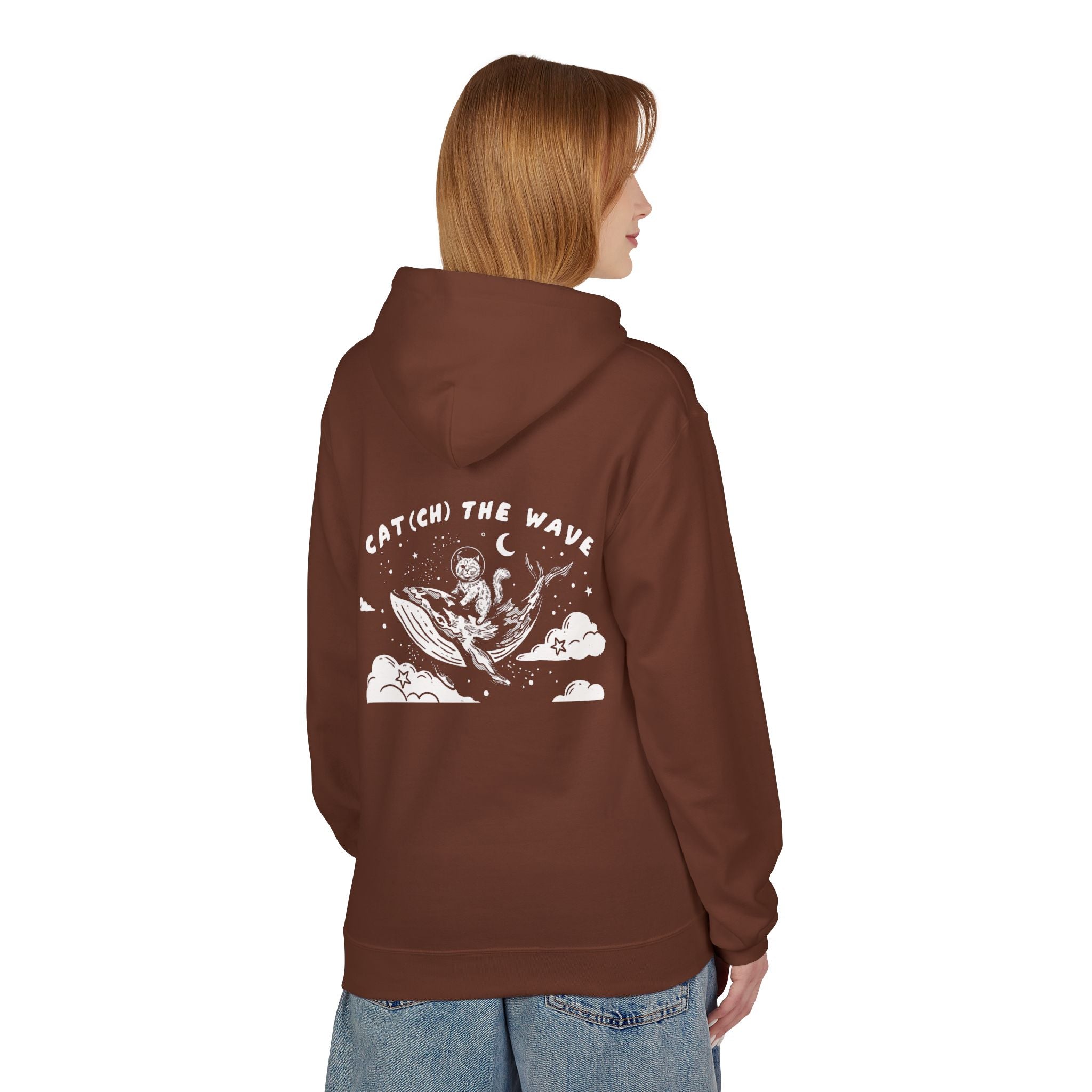 Cat & Whale Adventure Hoodie | Vintage Ocean Graphic Sweatshirt