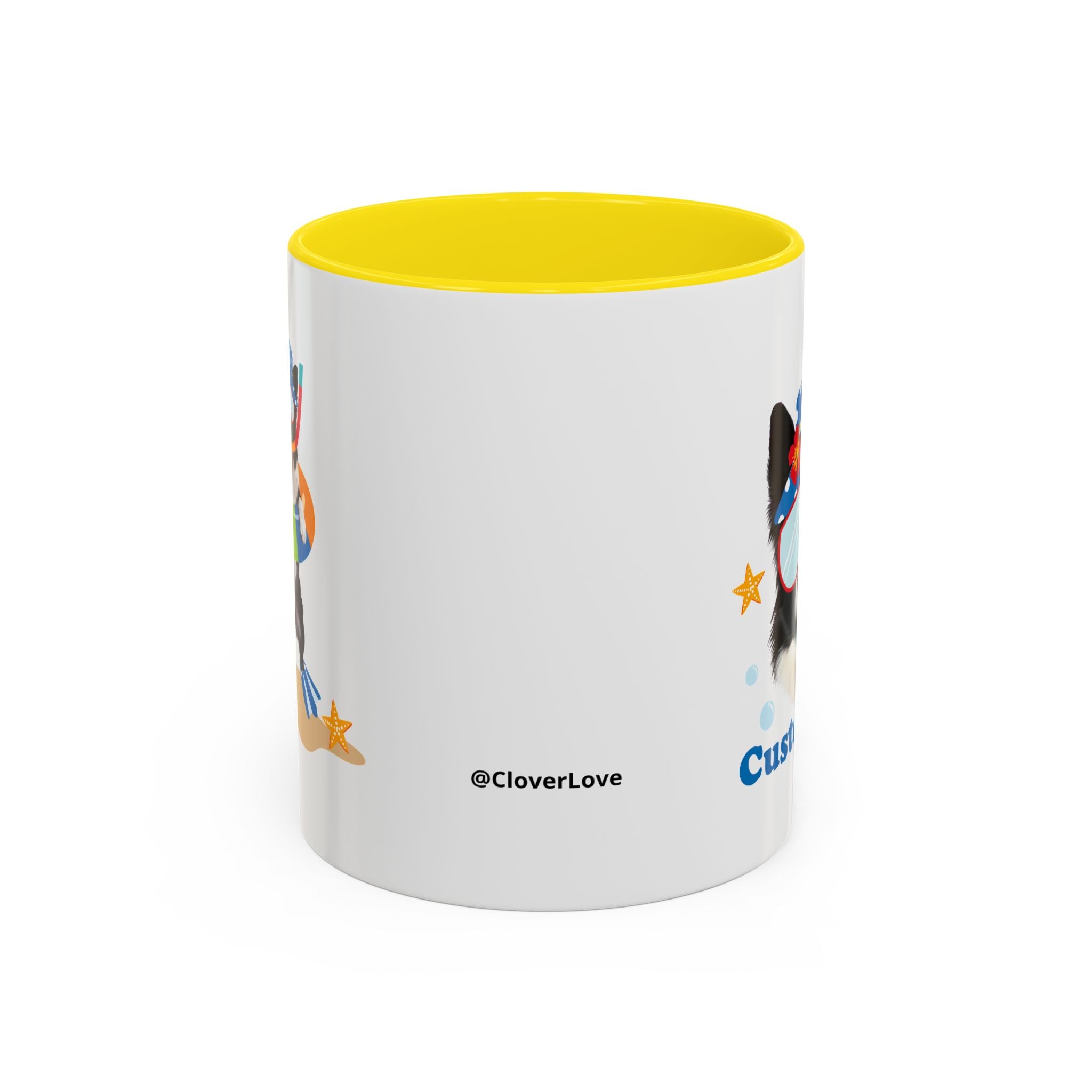 Summer Diving Dog Mug | Personalized Dog Photo Coffee Cup With Custom Text