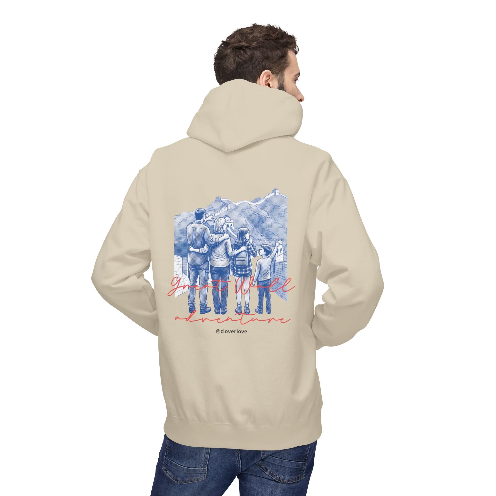 Große Mauer Familienabenteuer Hoodie – Vintage Reise Wahrzeichen Grafik Pullover Sweatshirt