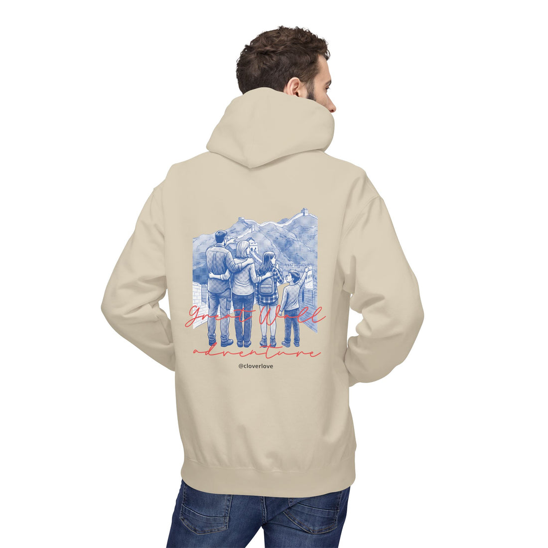 Große Mauer Familienabenteuer Hoodie – Vintage Reise Wahrzeichen Grafik Pullover Sweatshirt