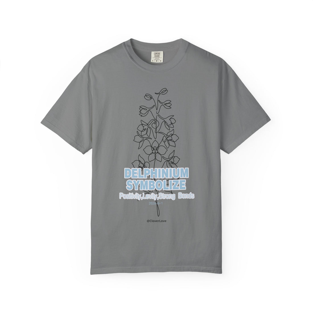 Delphinium Flower T-Shirt - Botanical Graphic Shirt for Flower Lovers