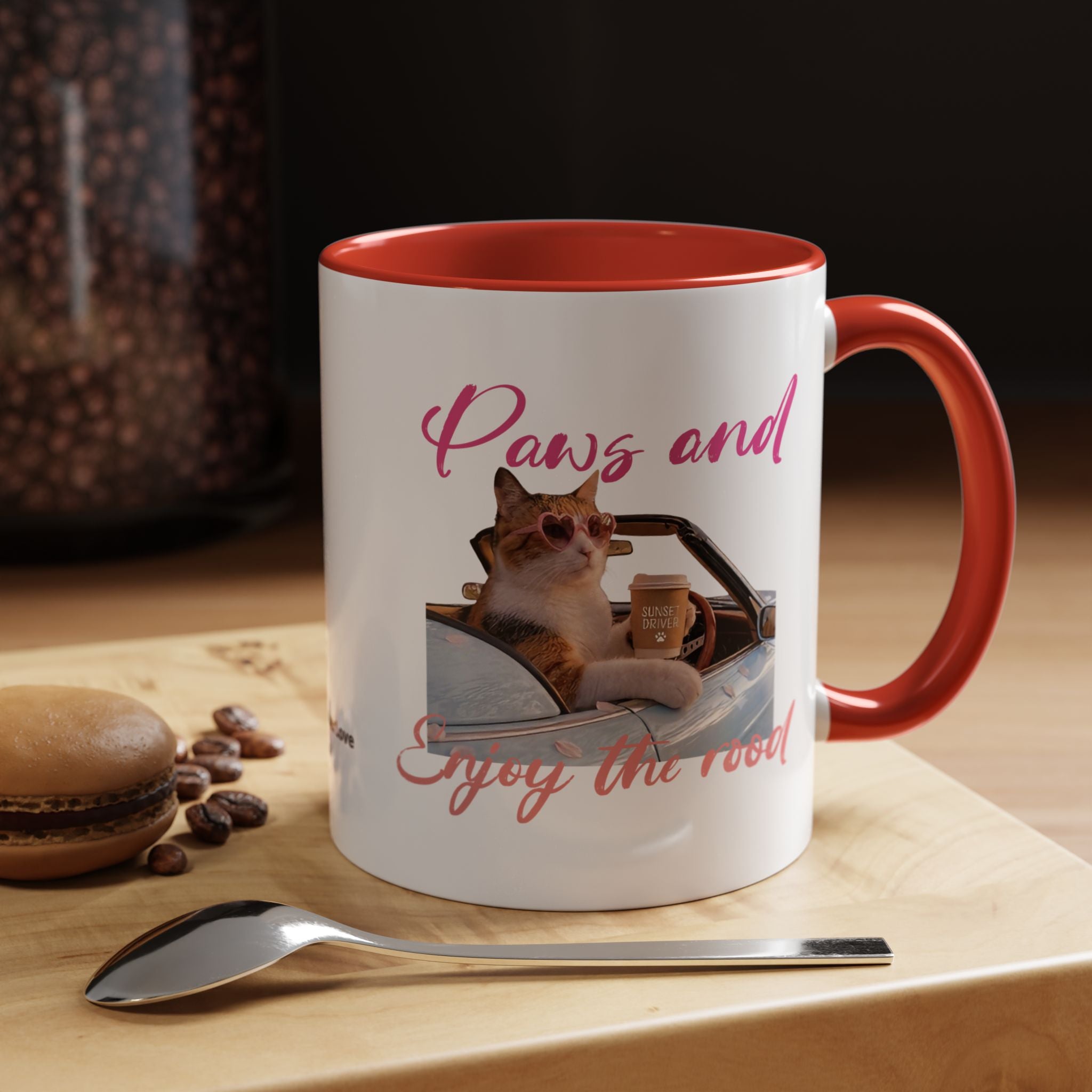 Road Trip Cat Mug | Personalized Summer Cat Coffee Cup With Custom Text