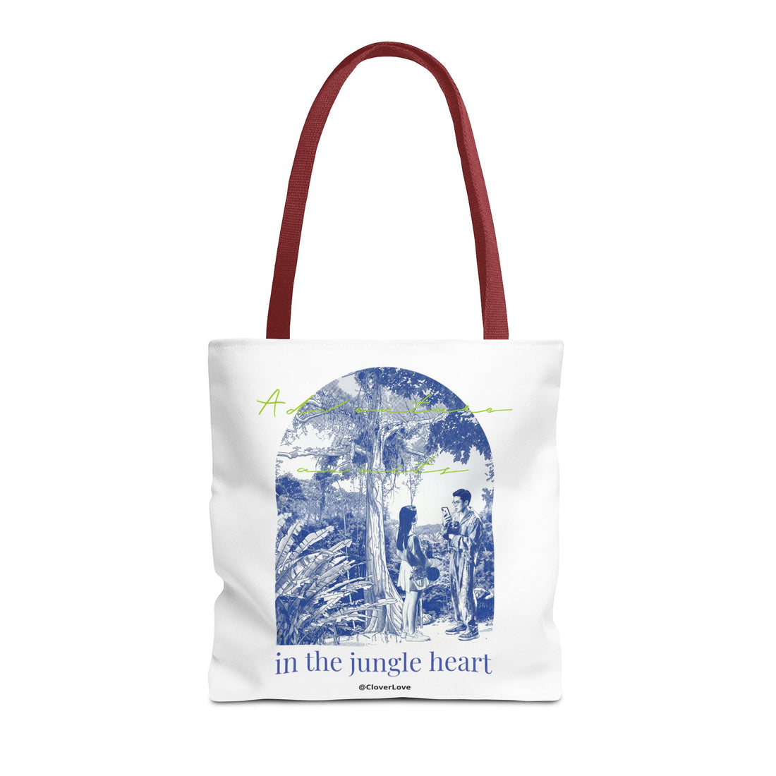 In The Jungle Heart Travel Tote Bag | Vintage Jungle Adventure Canvas Tote Bag