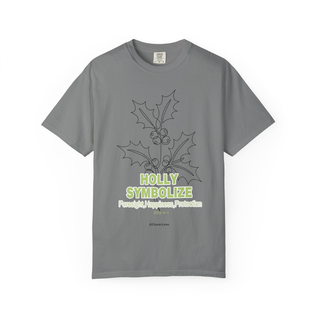 Holly Botanical T-Shirt - Winter Floral Graphic Shirt for Nature Lovers