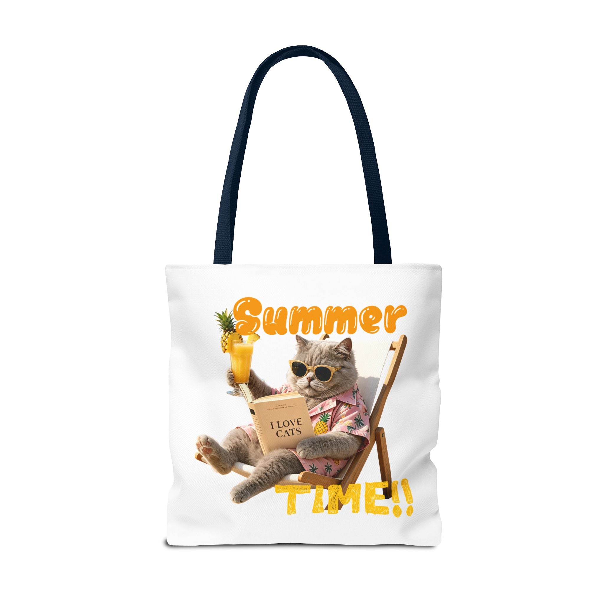 Summer Cat Tote Bag | Funny Cat Lover Beach Canvas Bag