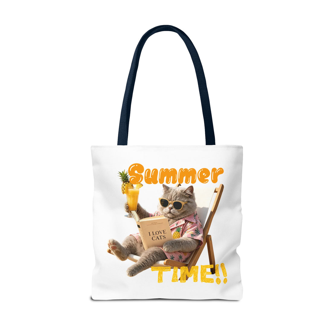 Summer Cat Tote Bag | Funny Cat Lover Beach Canvas Bag