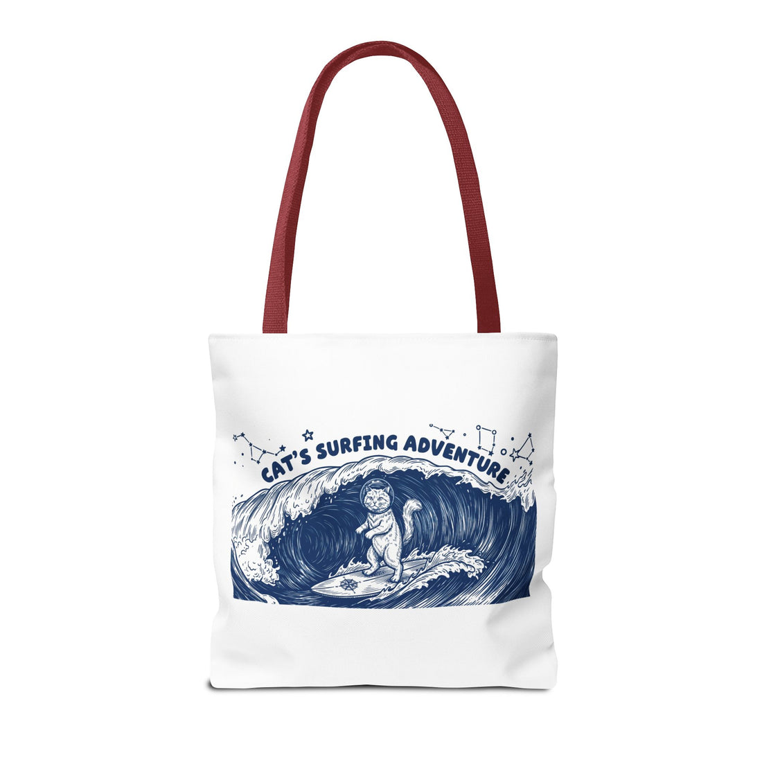 Cat's Surfing Adventure Tote Bag | Vintage Ocean Graphic Canvas Bag