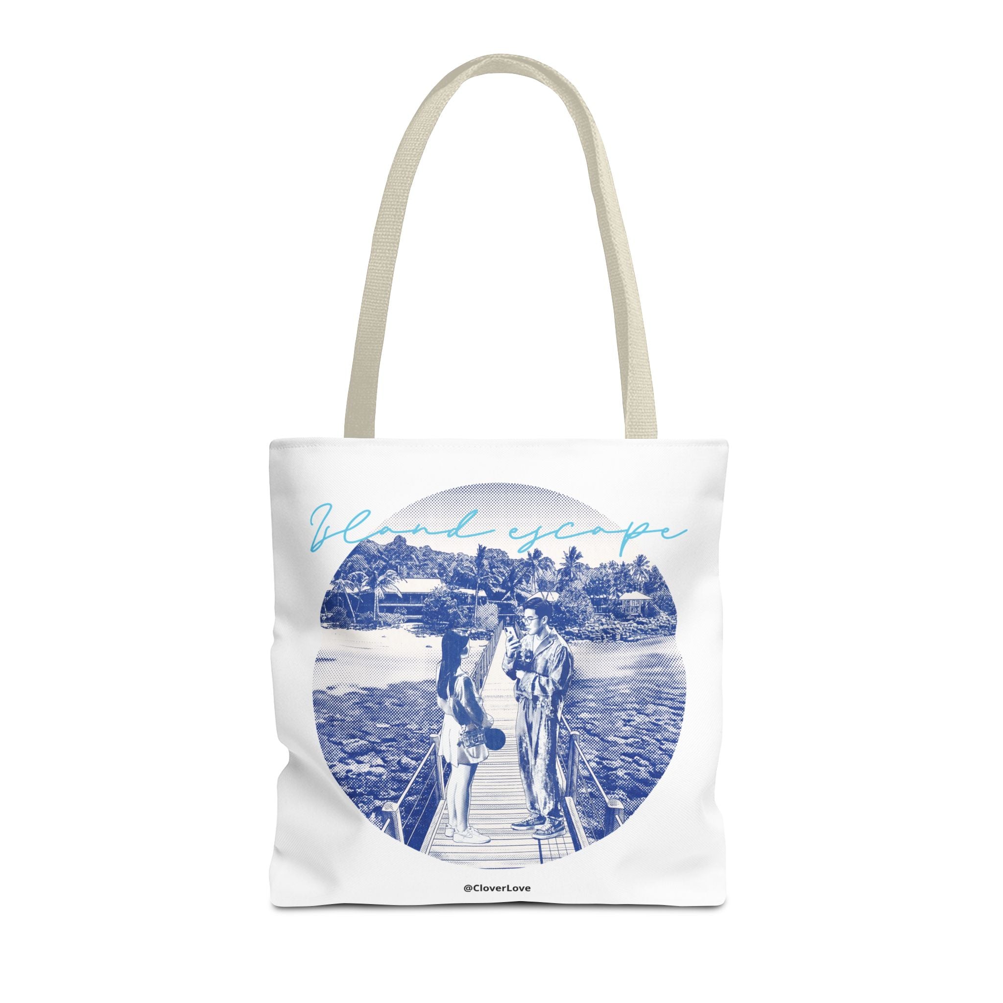 Island Escape Tote Bag | Vintage Beach Travel Canvas Bag