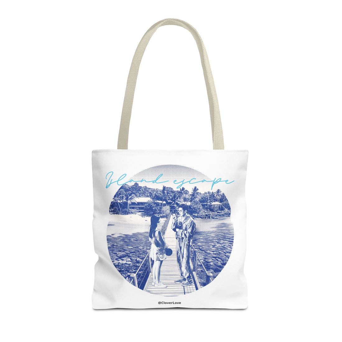 Island Escape Tote Bag | Vintage Beach Travel Canvas Bag