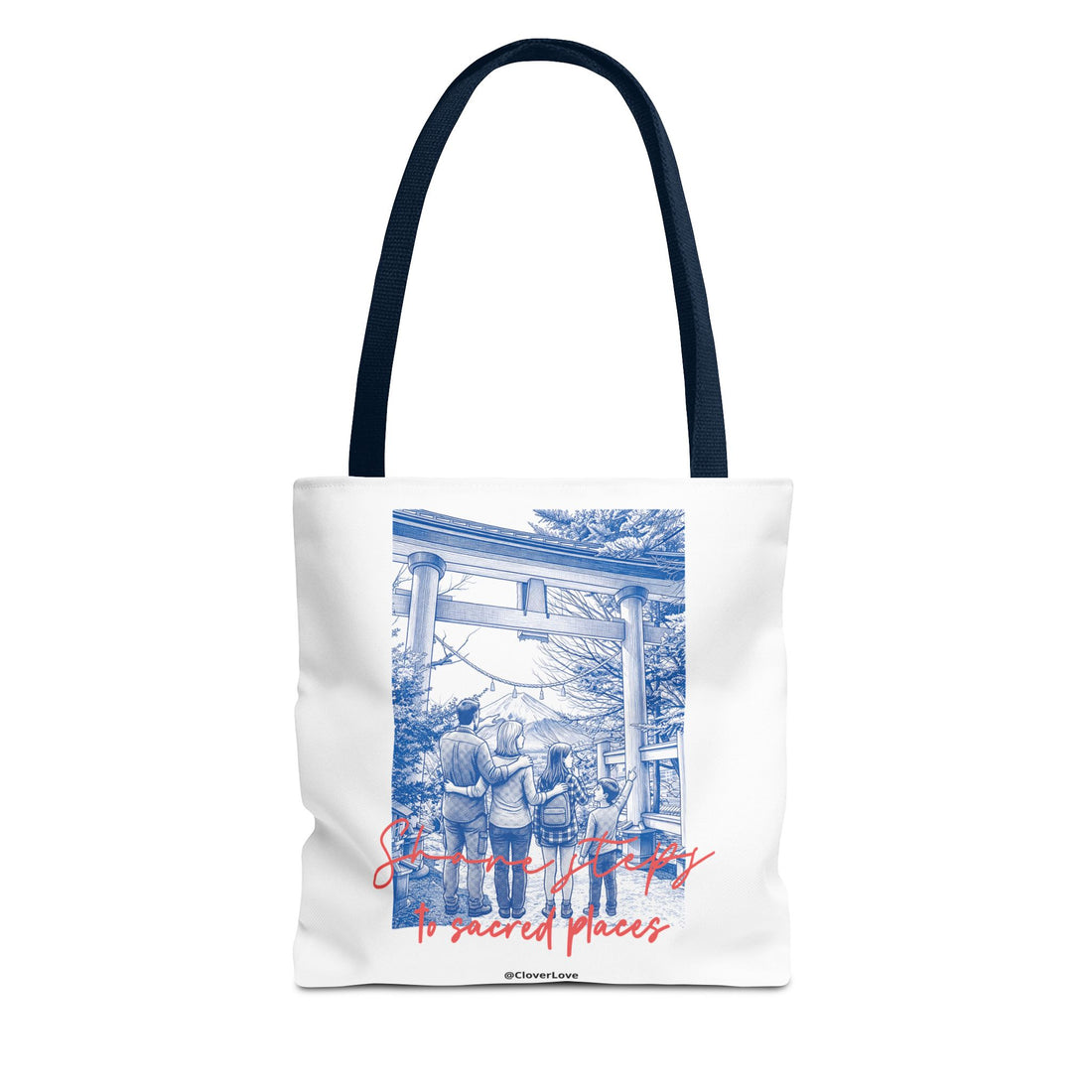 Japan Travel Tote Bag | Vintage Torii Gate Fuji Mountain Canvas Bag