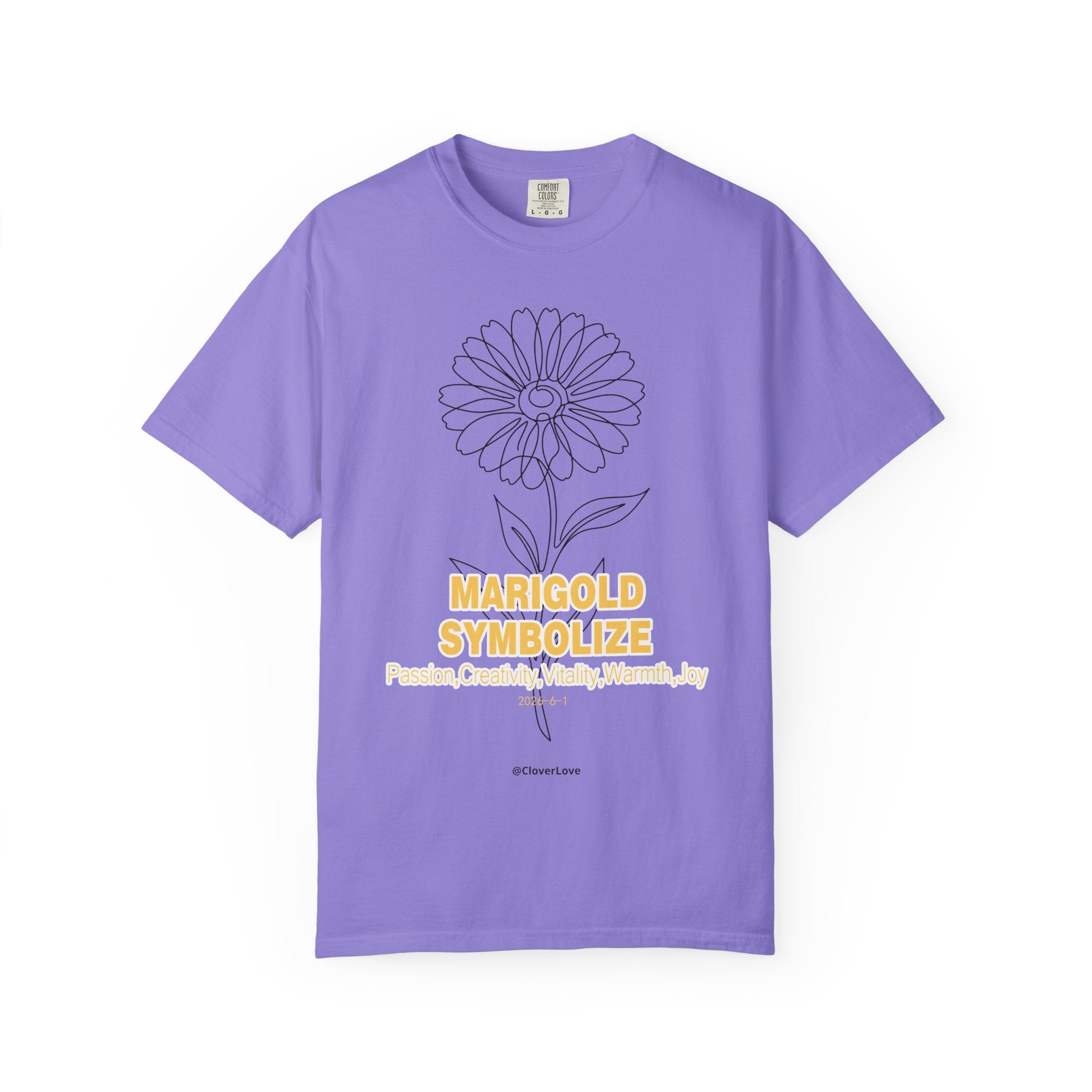 Marigold Flower T-Shirt - Botanical Graphic Shirt for Flower Lovers