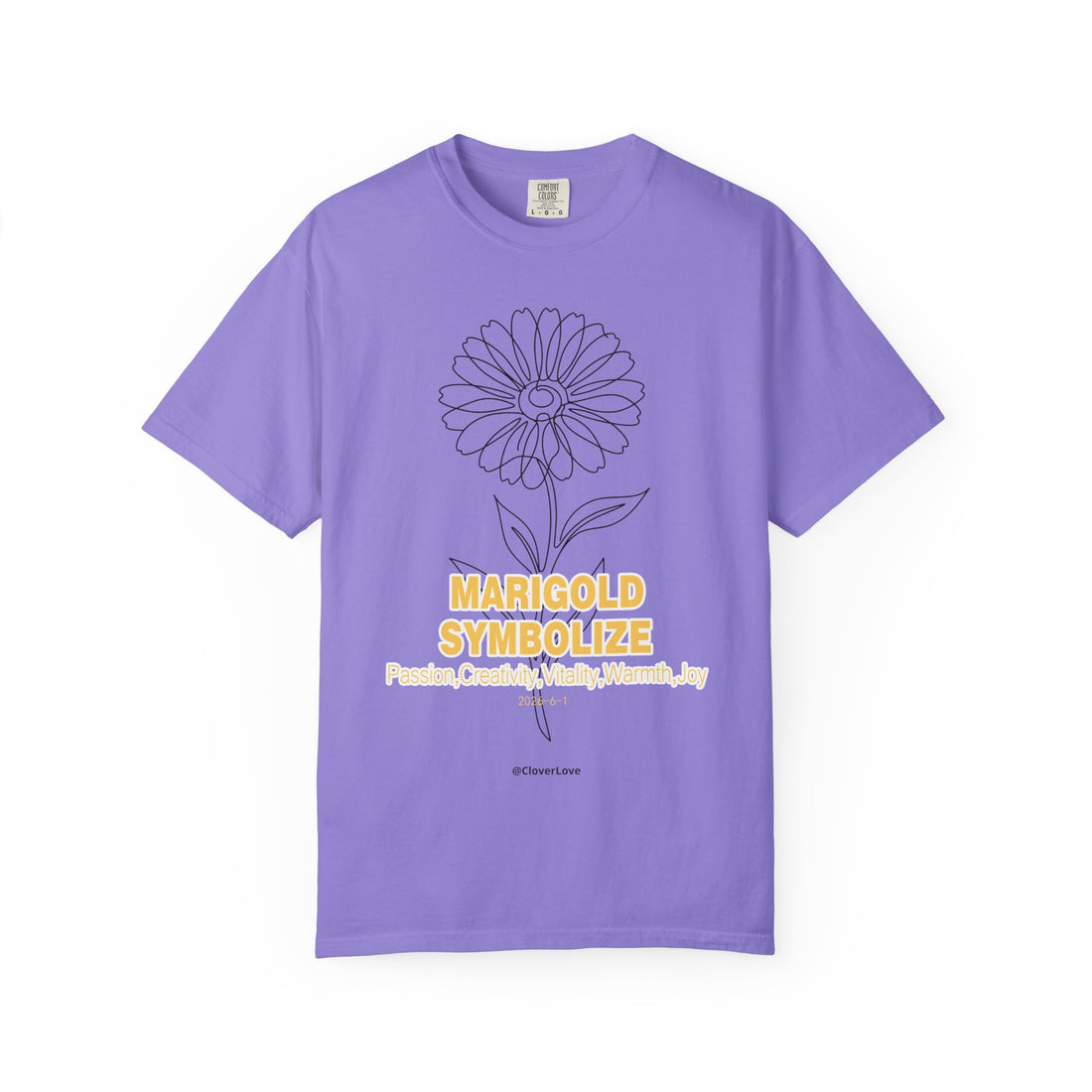 Marigold Flower T-Shirt - Botanical Graphic Shirt for Flower Lovers