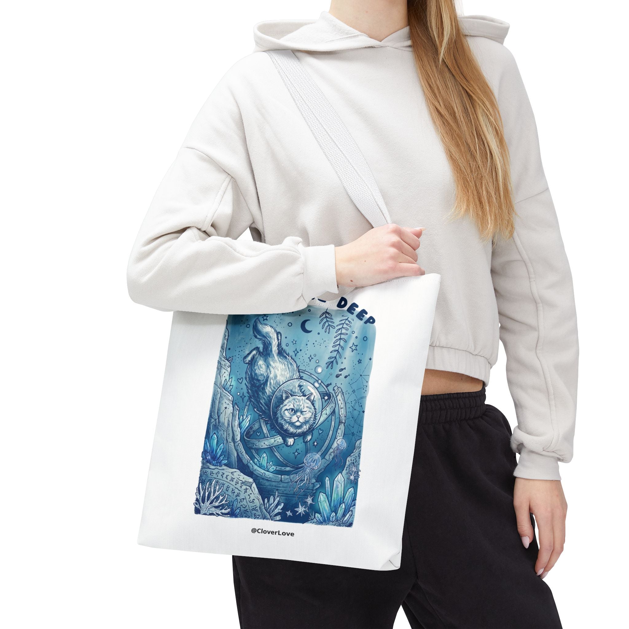 Cat Deep Sea Adventure Tote Bag | Vintage Ocean Explorer Canvas Bag