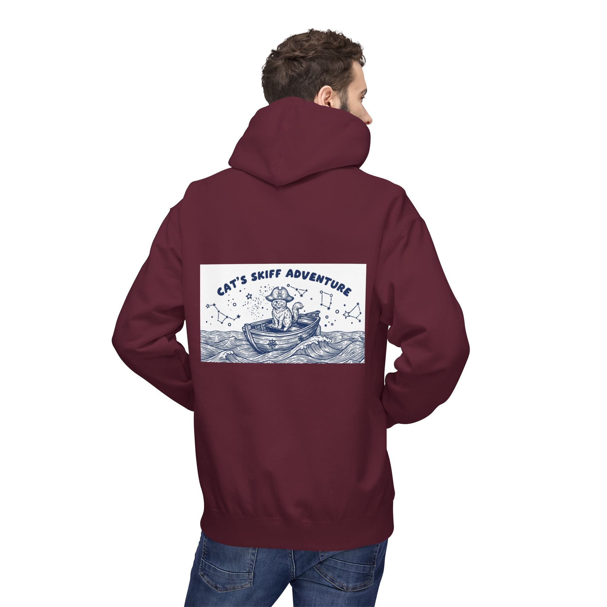 Cat's Skiff Adventure Hoodie | Vintage Ocean Nautical Graphic Sweatshirt