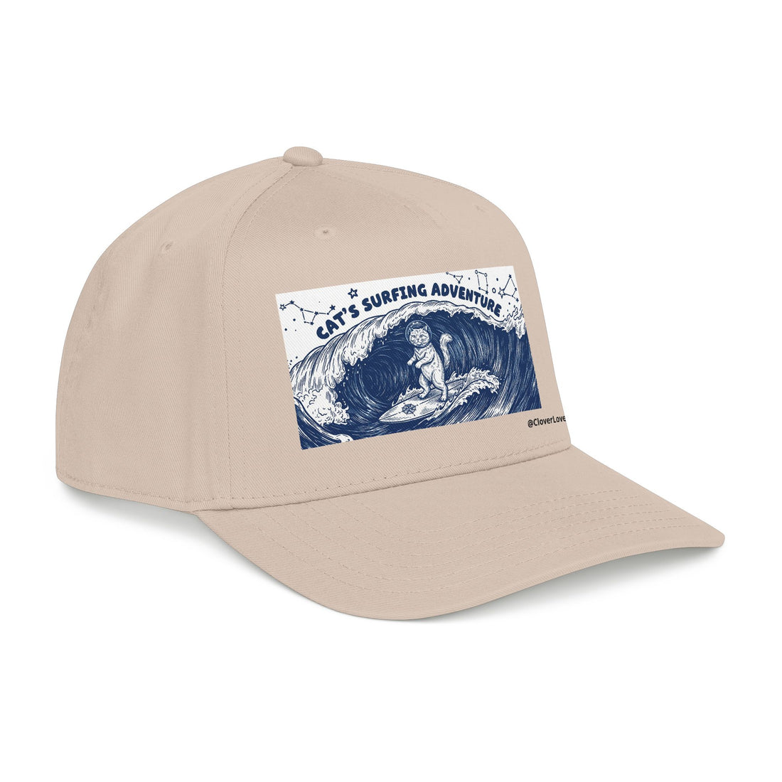 Cat Surfing Hat - Ocean Adventure Baseball Cap, Cute Cat Lover Gift