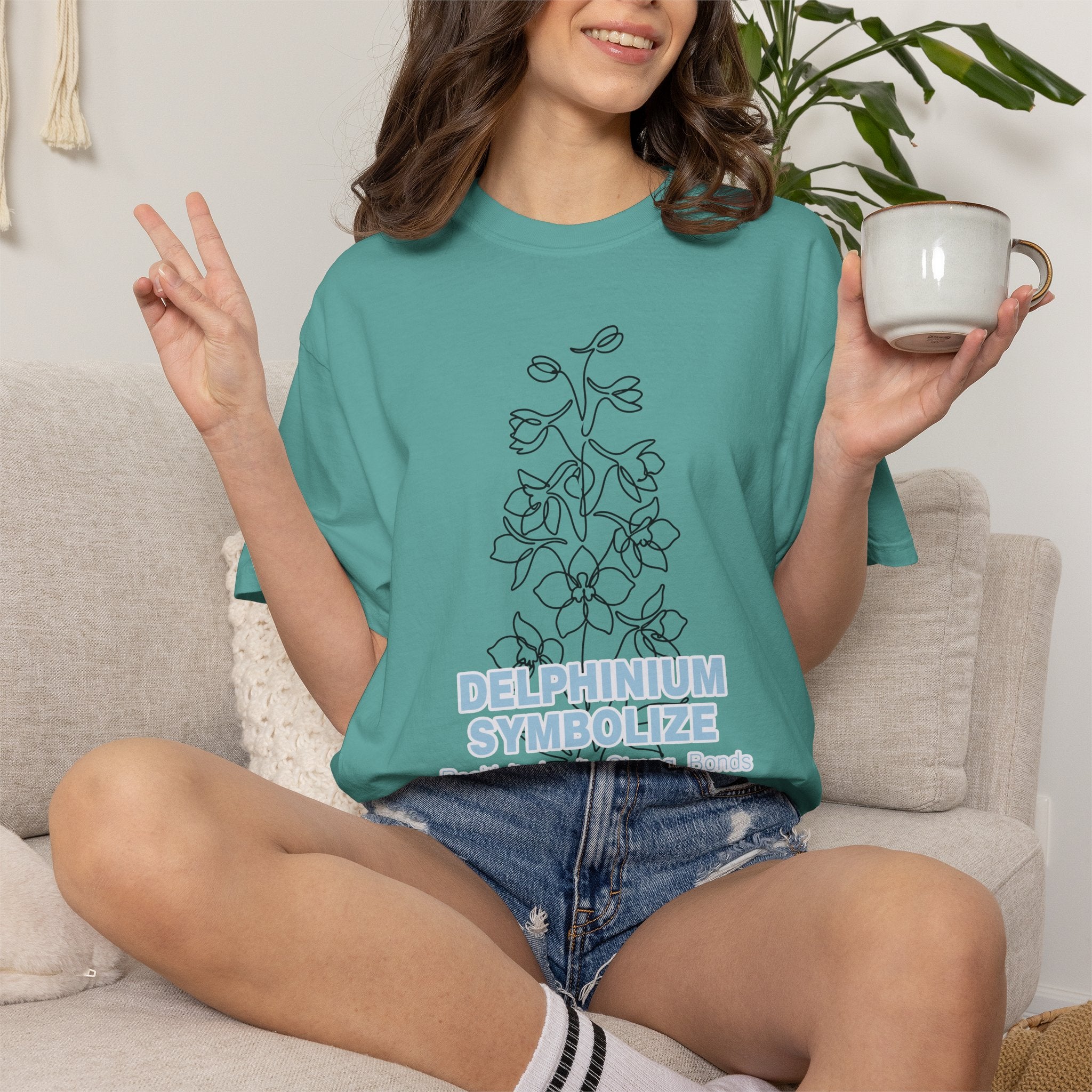 Delphinium Flower T-Shirt - Botanical Graphic Shirt for Flower Lovers