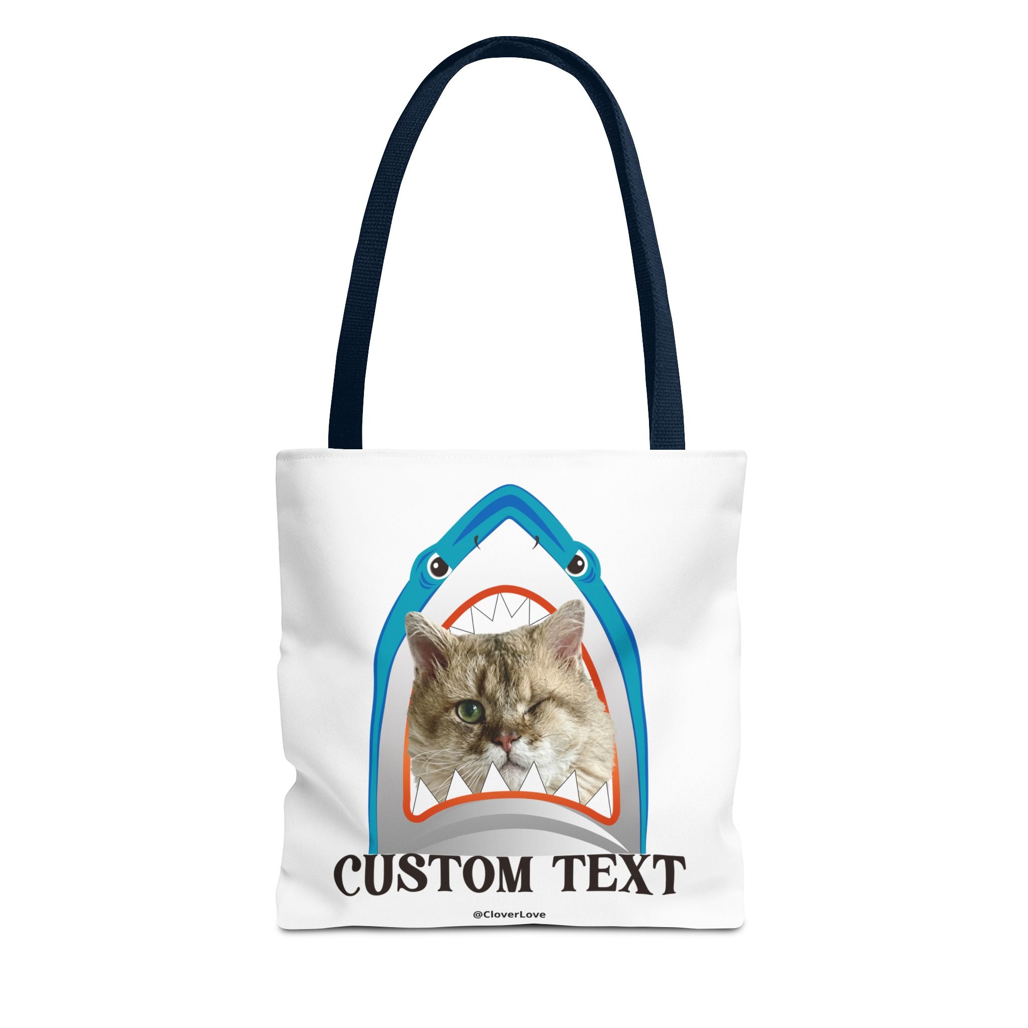 Funny Cat Tote Bag | Custom Pet Photo Shark Summer Bag