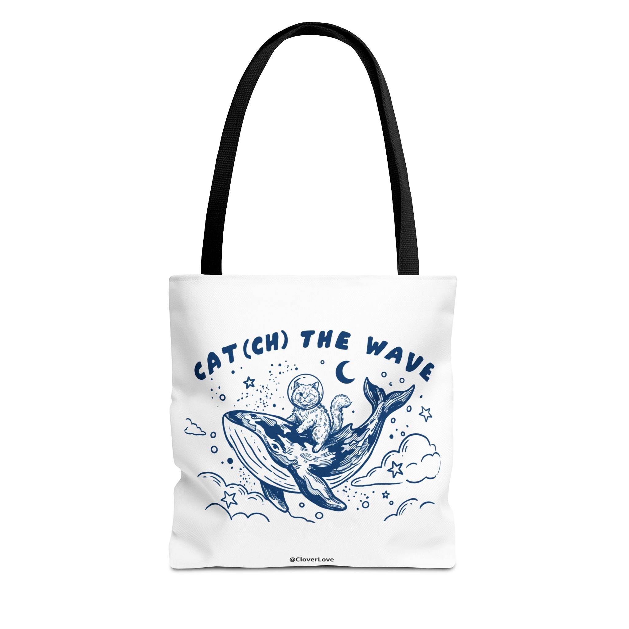 Cat Whale Adventure Tote Bag | Vintage Ocean Graphic Canvas Bag