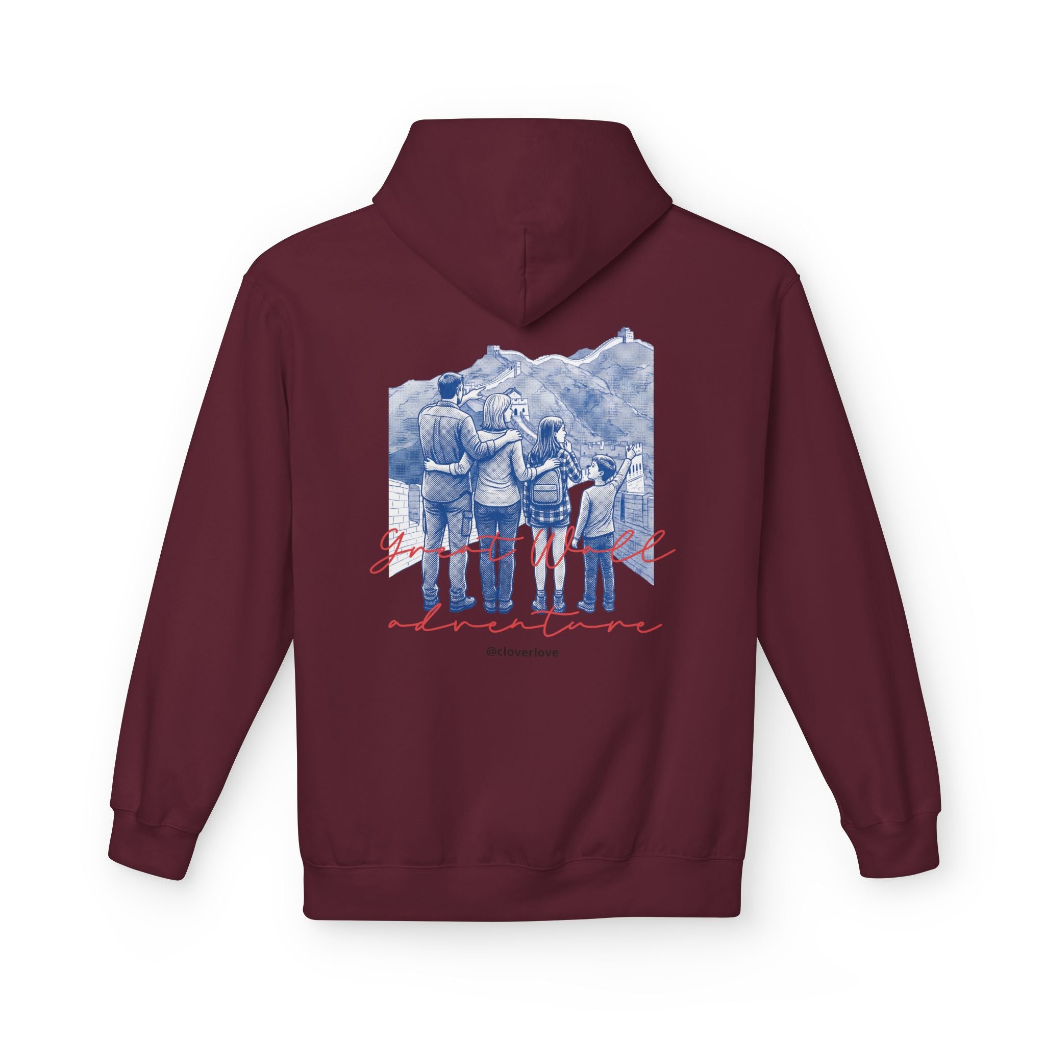 Große Mauer Familienabenteuer Hoodie – Vintage Reise Wahrzeichen Grafik Pullover Sweatshirt
