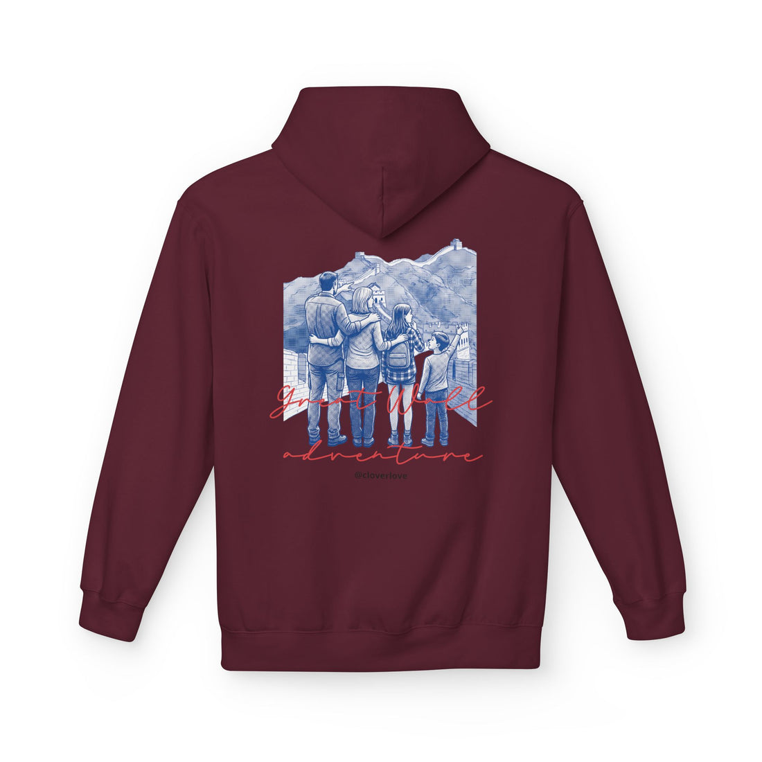 Große Mauer Familienabenteuer Hoodie – Vintage Reise Wahrzeichen Grafik Pullover Sweatshirt
