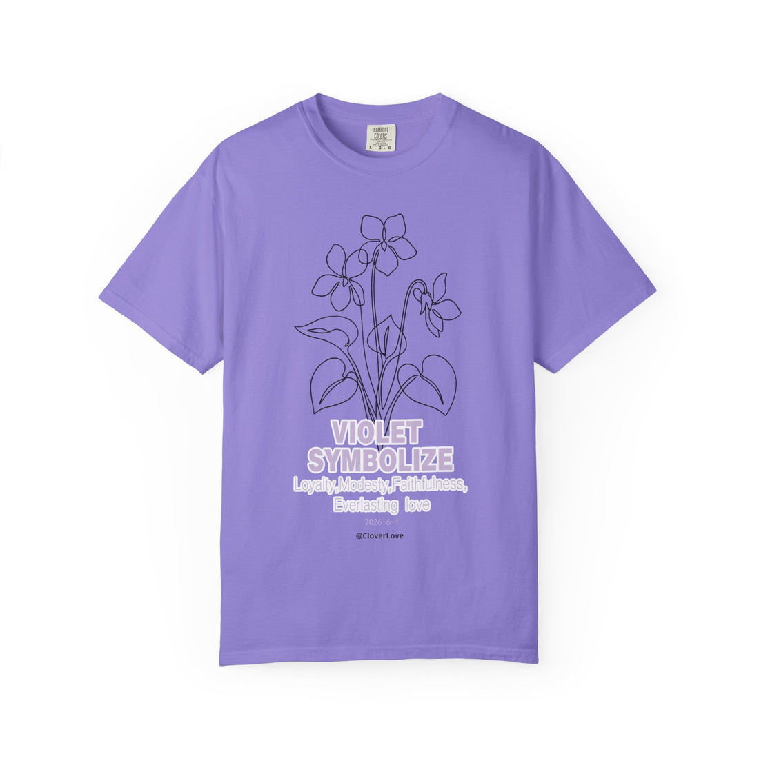 Violet Flower T-Shirt - Botanical Graphic Shirt for Flower Lovers