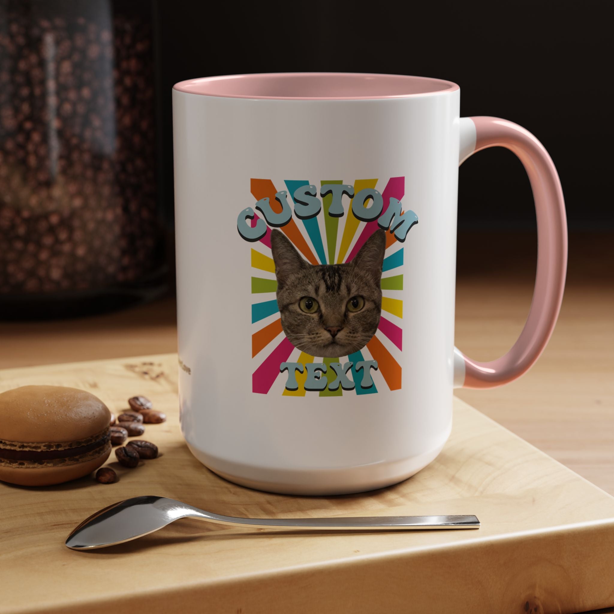Retro Custom Cat Mug | Personalized Pet Photo Coffee Cup With Custom Text