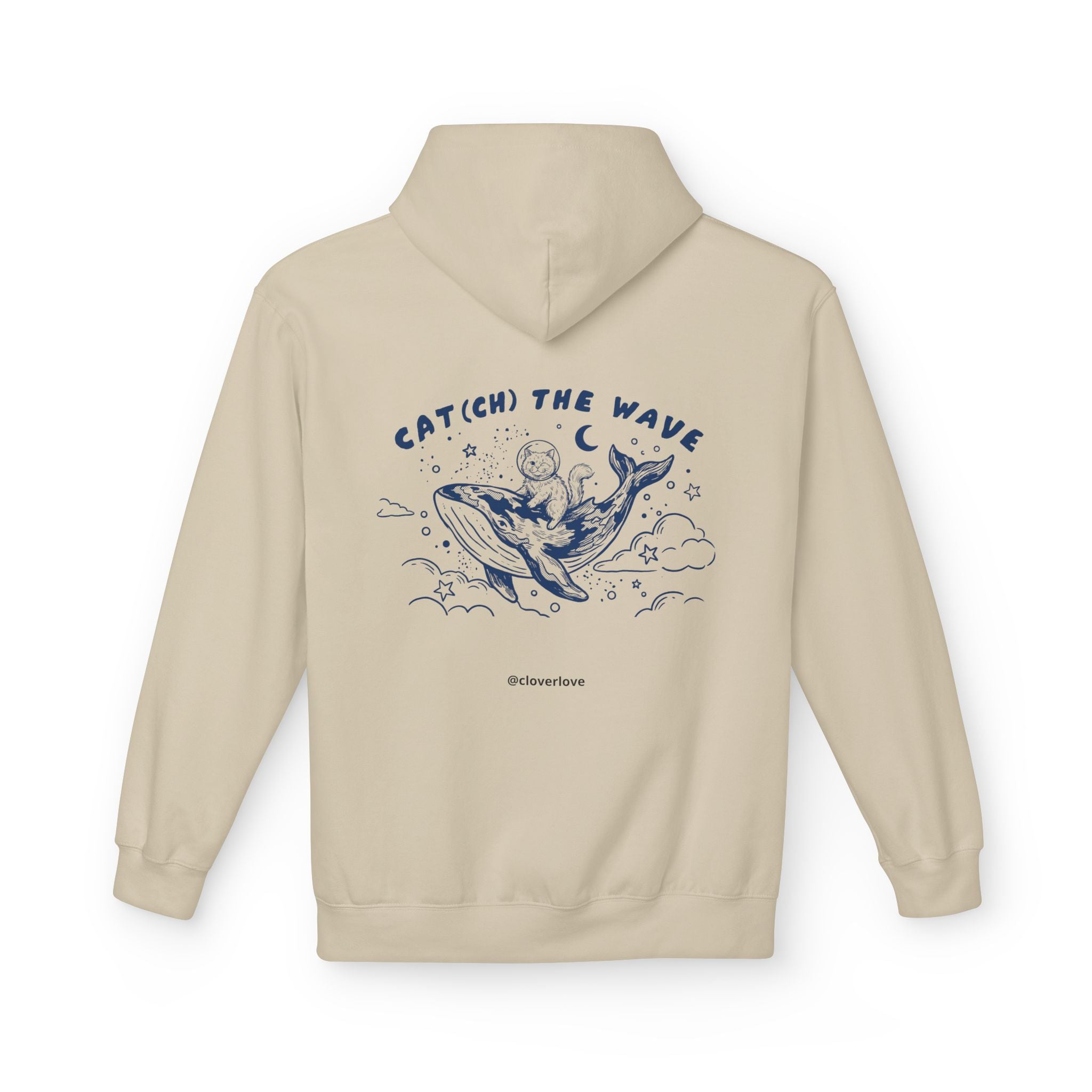 Katzen-Wal-Abenteuer-Kapuzenpulli | Vintage-Ozean-Grafik-Sweatshirt