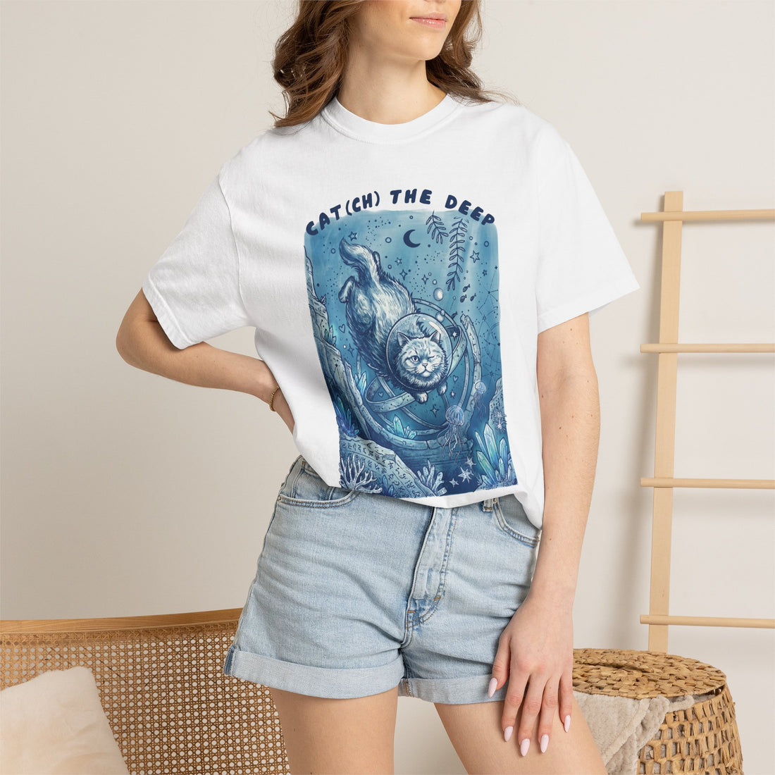 Cat(ch) The Deep Sea T-Shirt - Deep Ocean Fantasy Shirt for Cat Lovers