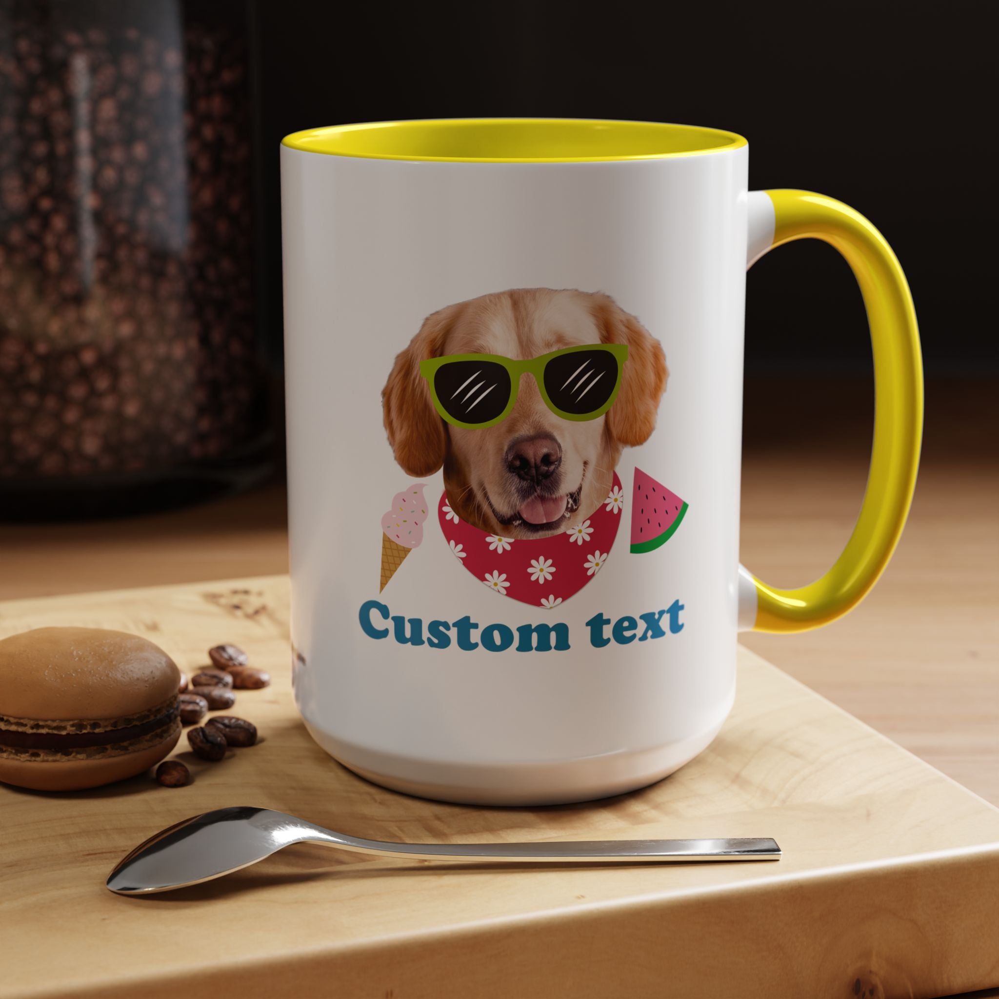 Süße Sommer Hunde-Tasse | Personalisierte Hunde-Foto-Kaffeetasse mit individuellem Text