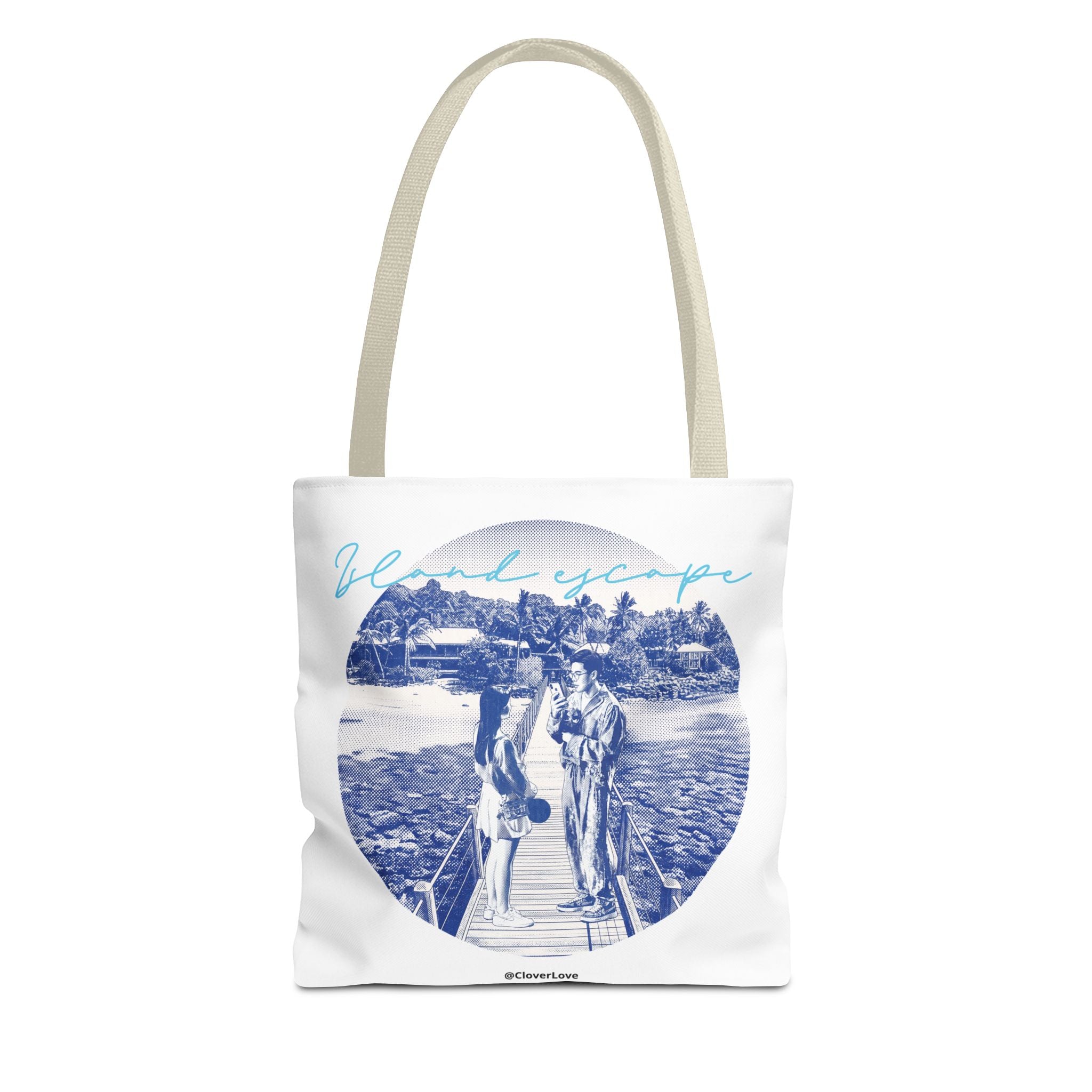 Island Escape Tote Bag | Vintage Beach Travel Canvas Bag