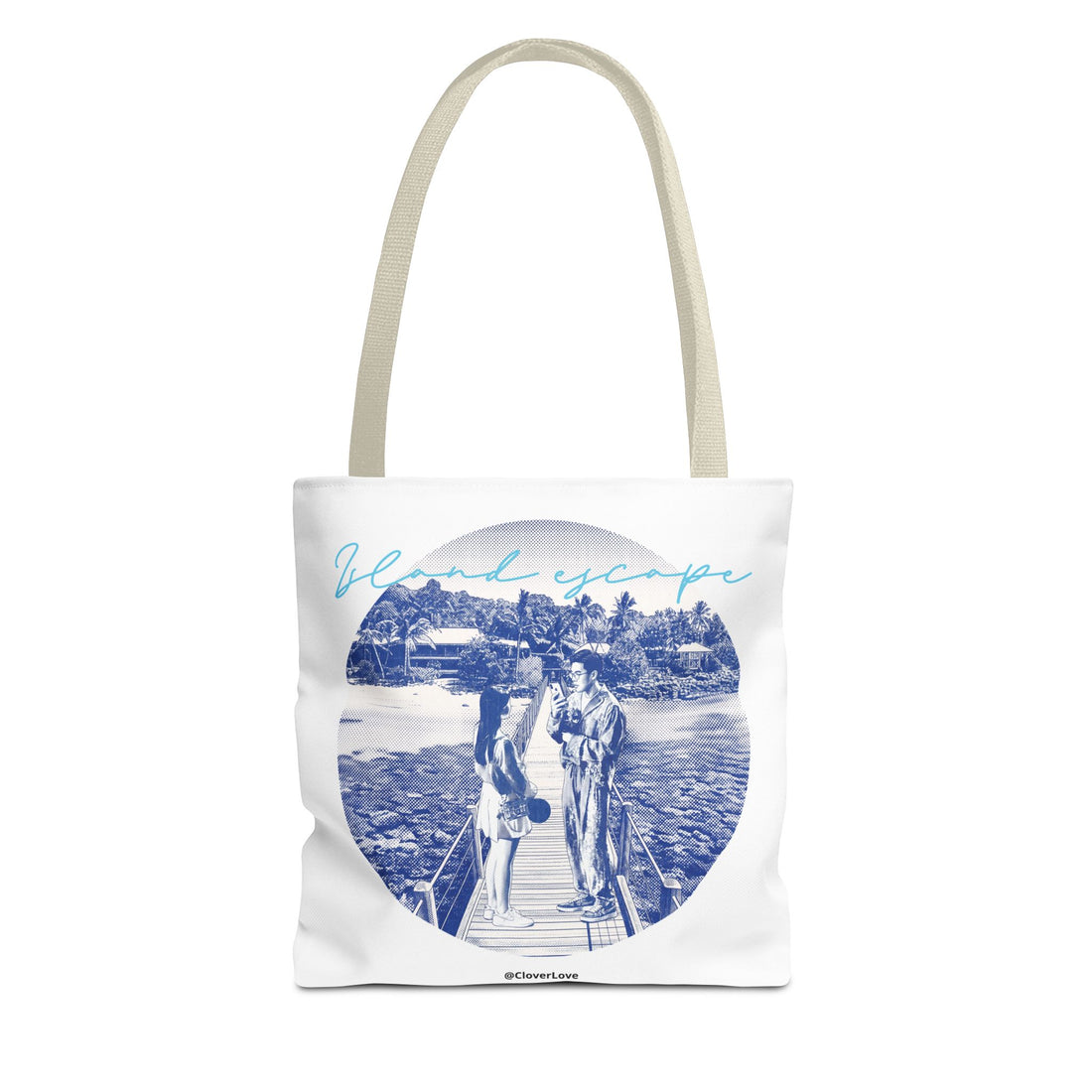 Island Escape Tote Bag | Vintage Beach Travel Canvas Bag