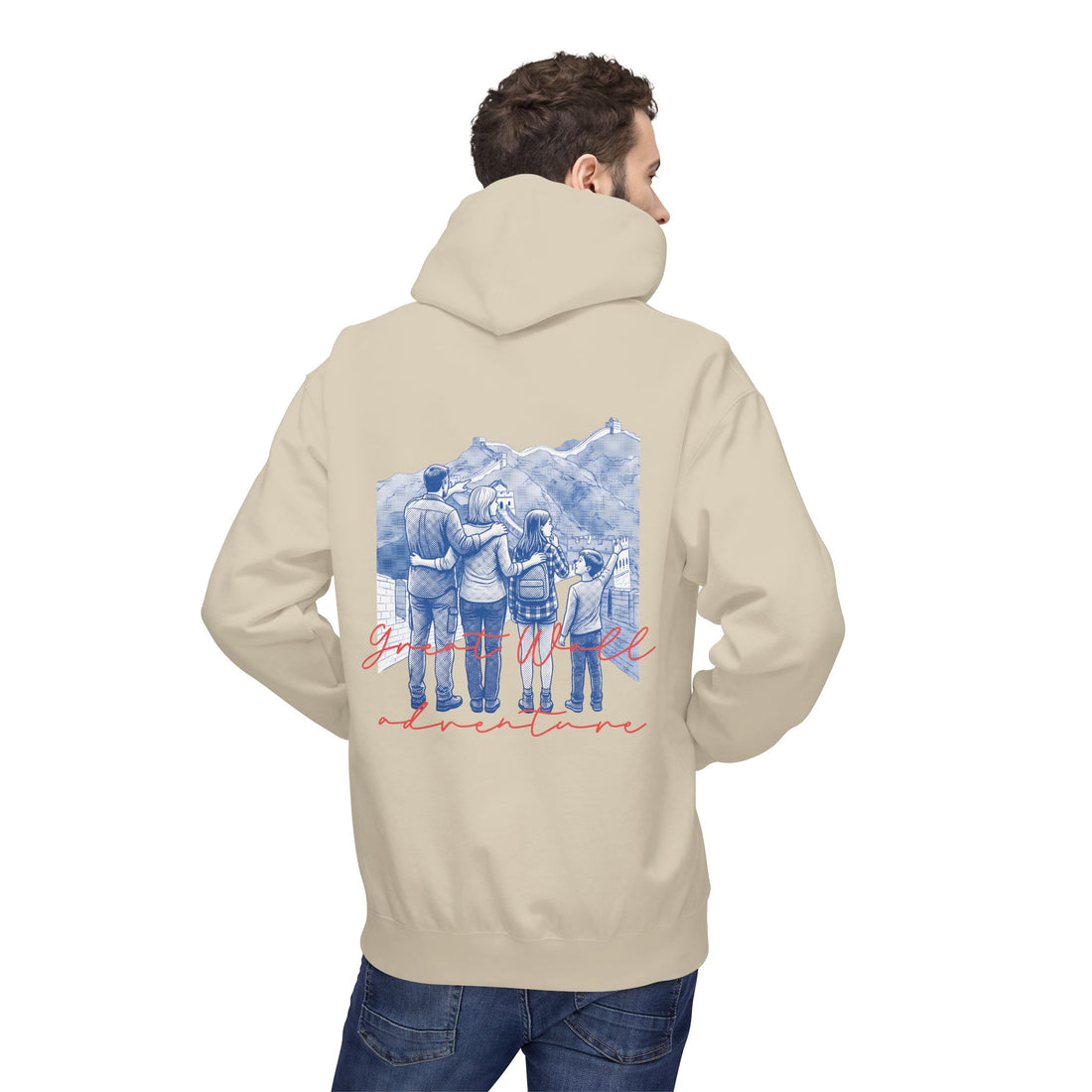 Great Wall Family Adventure Hoodie – Vintage Travel Landmark Graphic Pullover Sweatshirt