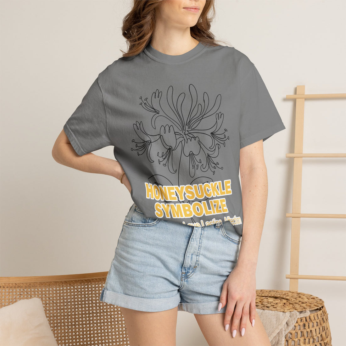 Honeysuckle Flower T-Shirt - Botanical Graphic Shirt for Flower Lovers