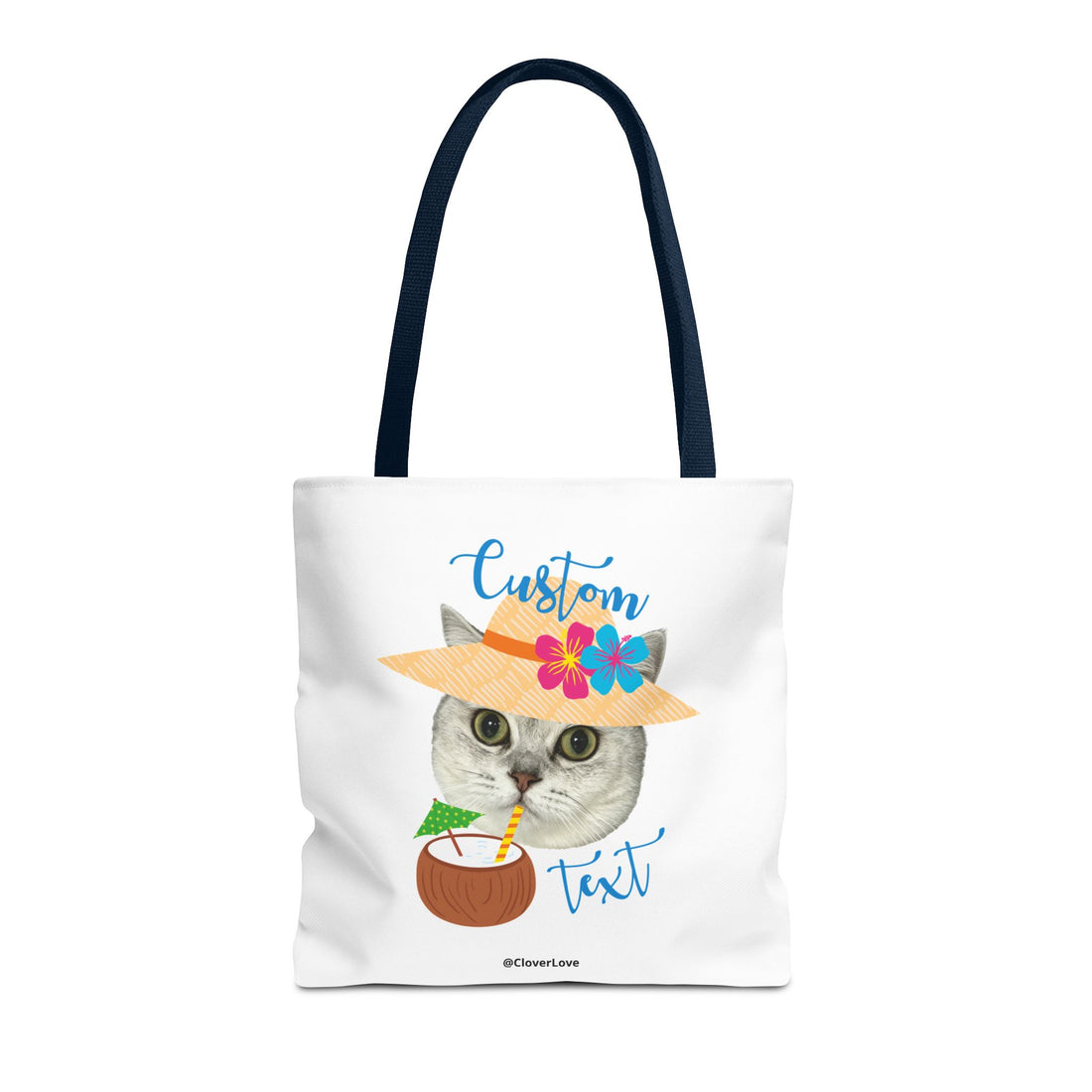 Summer Cat Tote Bag | Personalized Pet Photo Canvas Bag