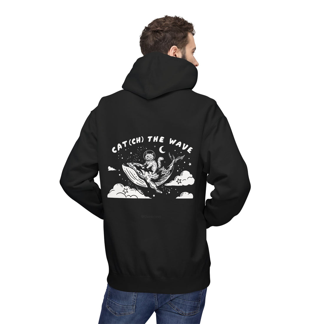 Kapuzenpullover „Katze & Wal Abenteuer“ | Vintage-Sweatshirt mit Ozean-Grafik