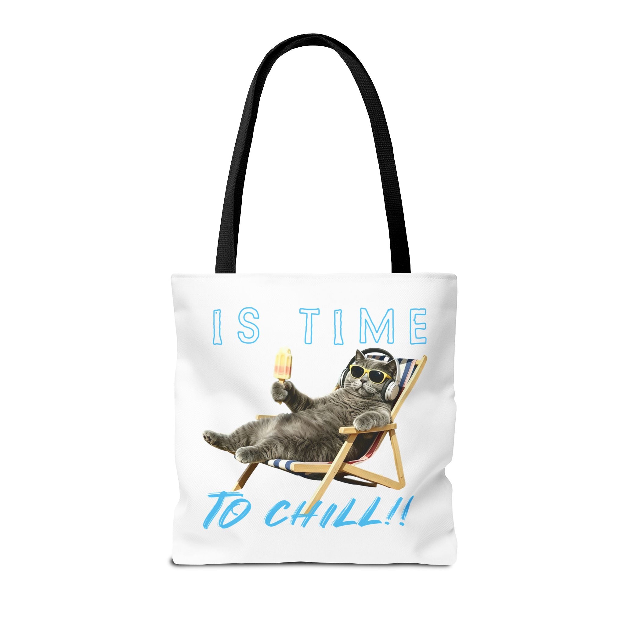 Summer Chill Cat Tote Bag | Funny Cat Lover Beach Bag