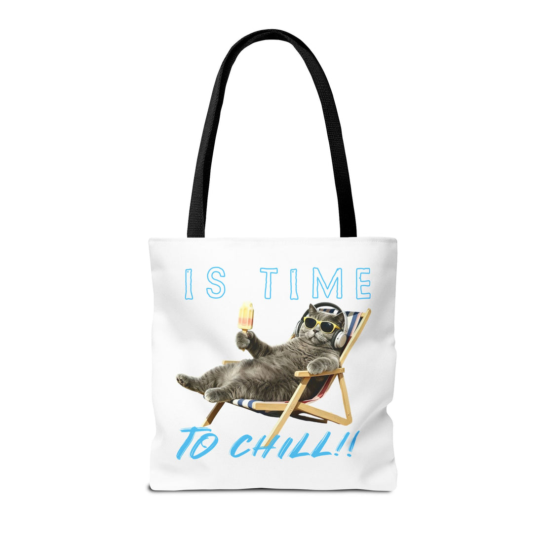 Summer Chill Cat Tote Bag | Funny Cat Lover Beach Bag