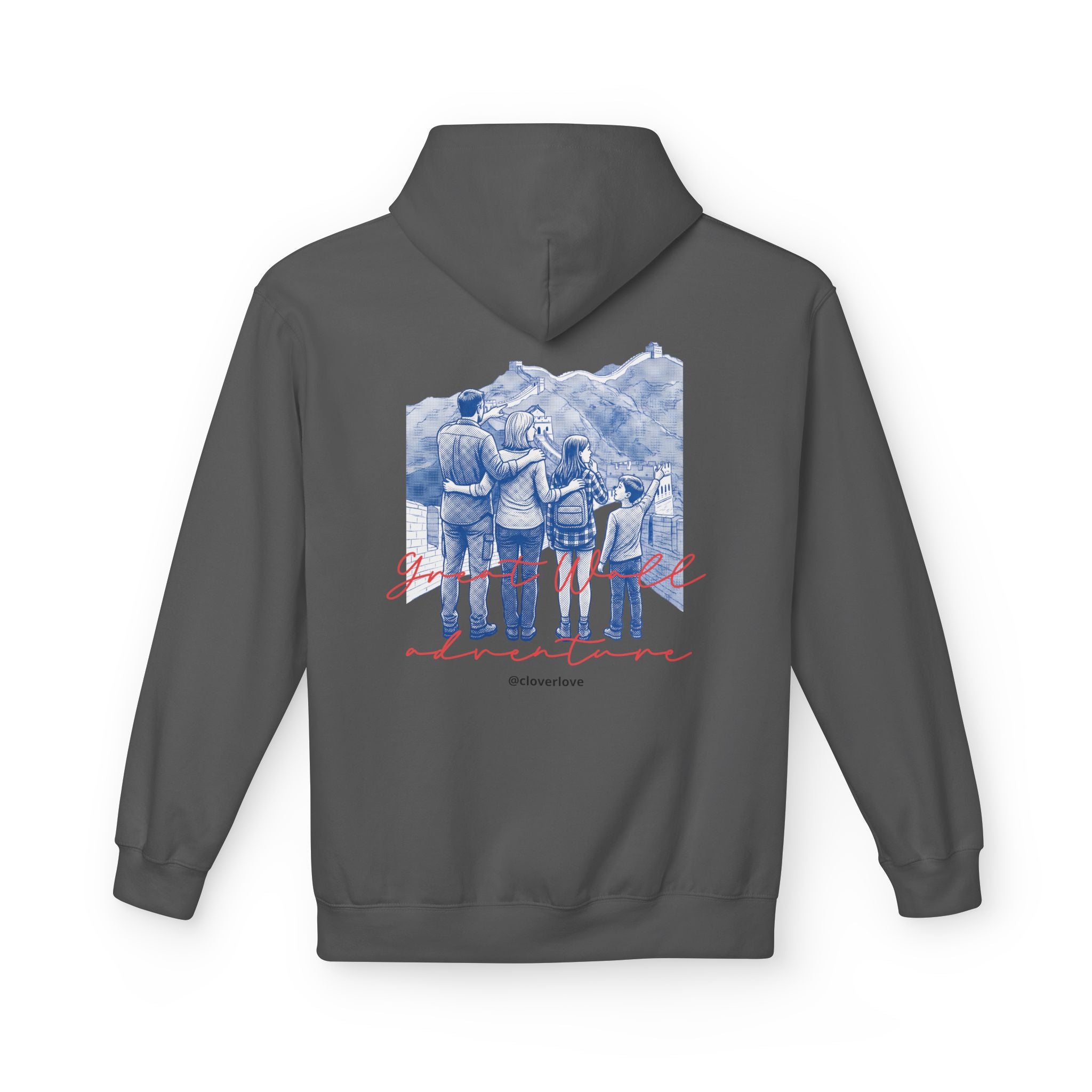 Große Mauer Familienabenteuer Hoodie – Vintage Reise Wahrzeichen Grafik Pullover Sweatshirt