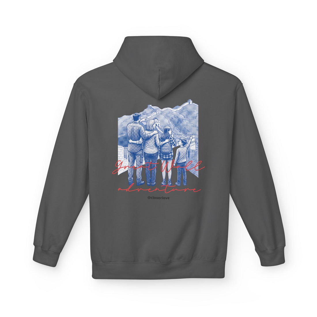 Große Mauer Familienabenteuer Hoodie – Vintage Reise Wahrzeichen Grafik Pullover Sweatshirt