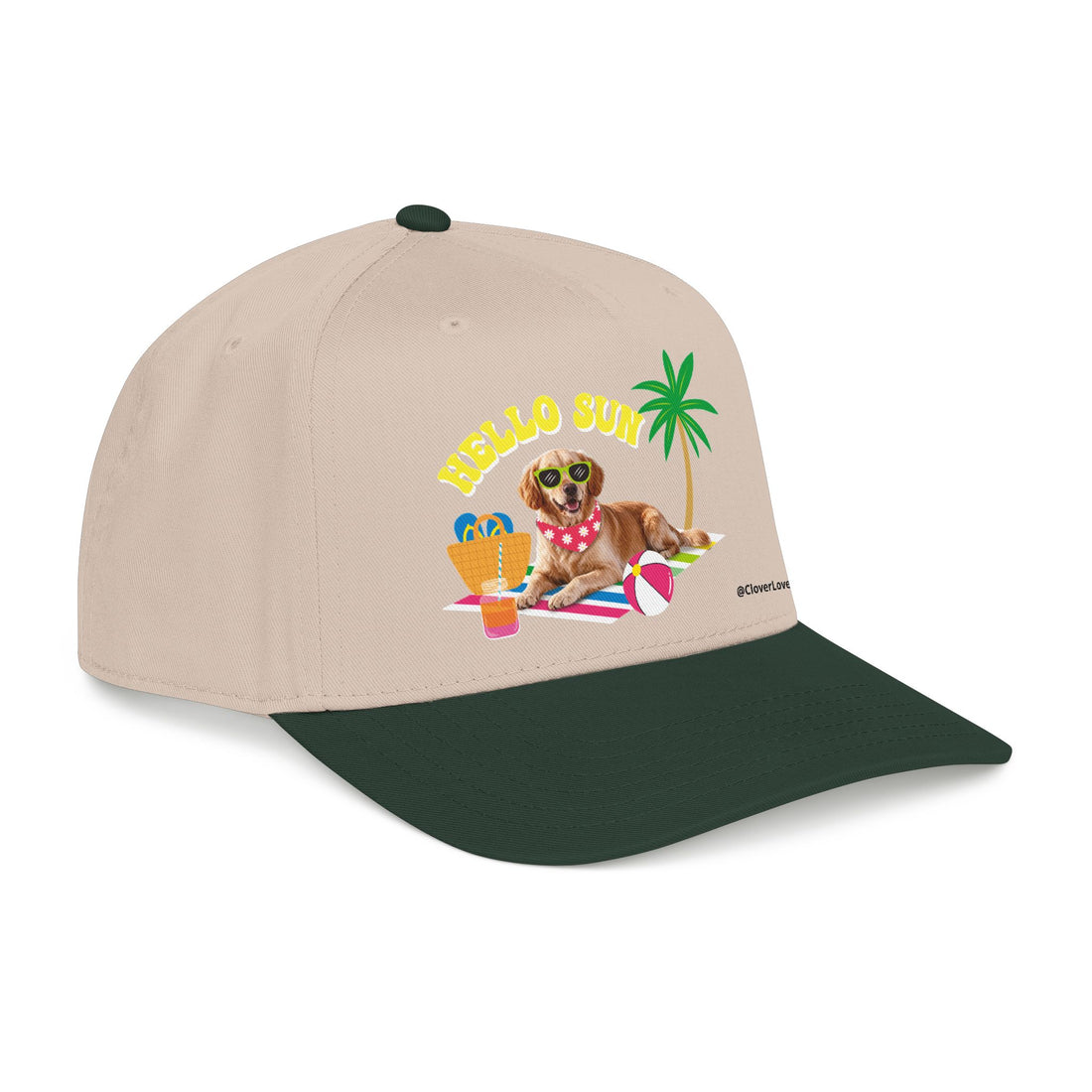 Custom Summer Dog Hat, Hello Sun Beach Puppy Baseball Cap, Personalized Pet Hat