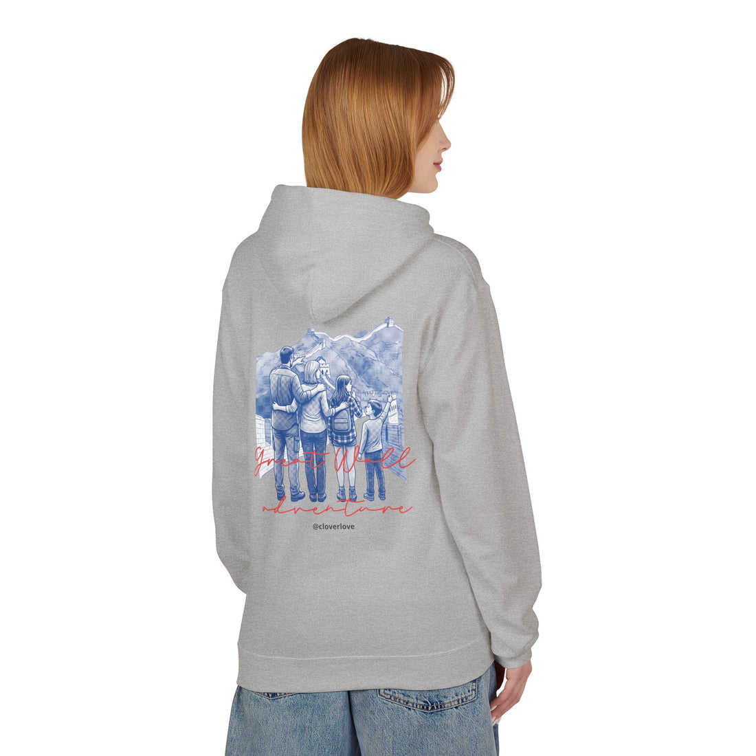 Große Mauer Familienabenteuer Hoodie – Vintage Reise Wahrzeichen Grafik Pullover Sweatshirt