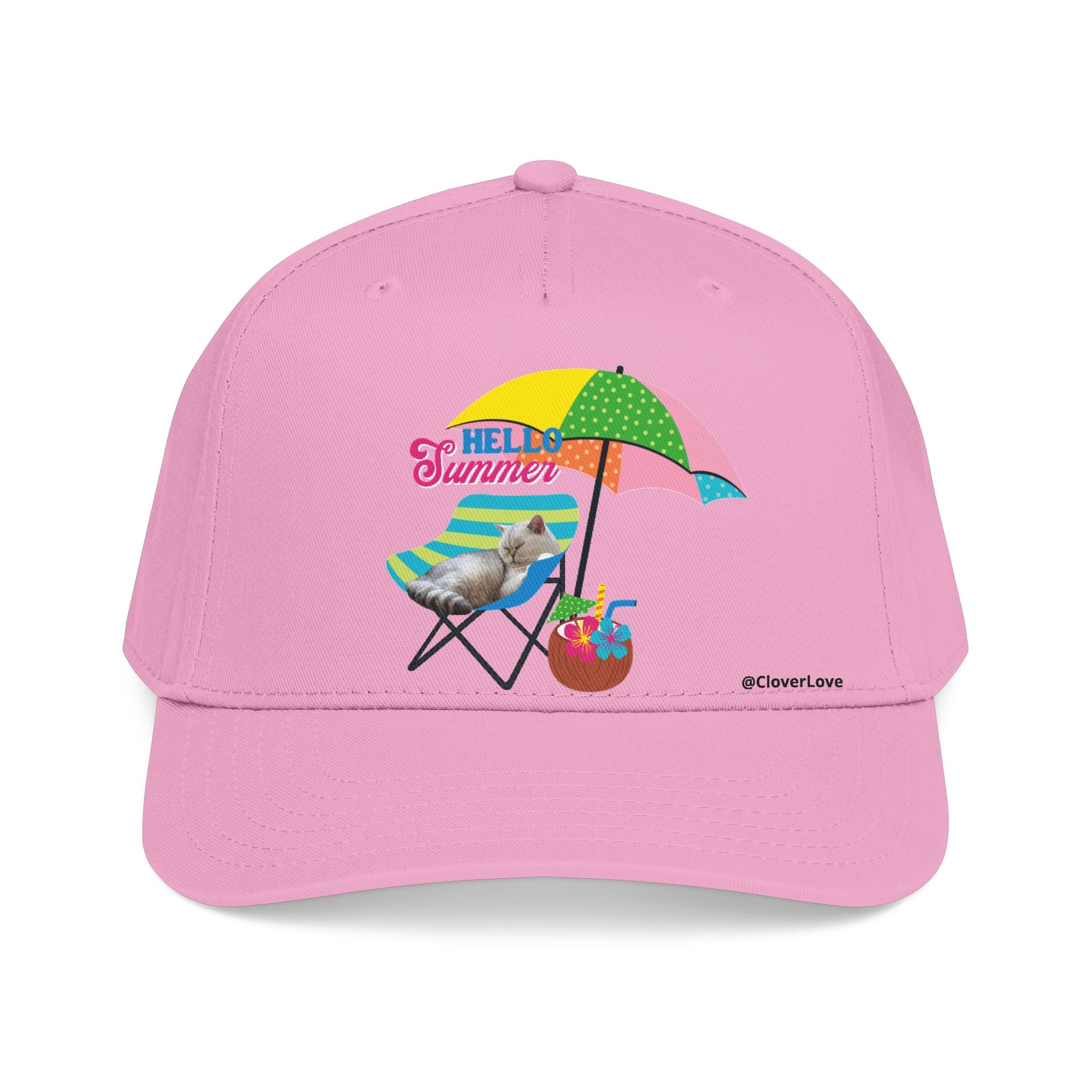Hello Summer Cat Hat | Cute Beach Cat Baseball Cap For Cat Lovers