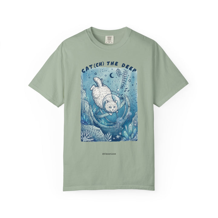 Cat Diver T-Shirt - Deep Sea Cat Explorer Graphic Tee, Ocean Fantasy Shirt for Cat Lovers